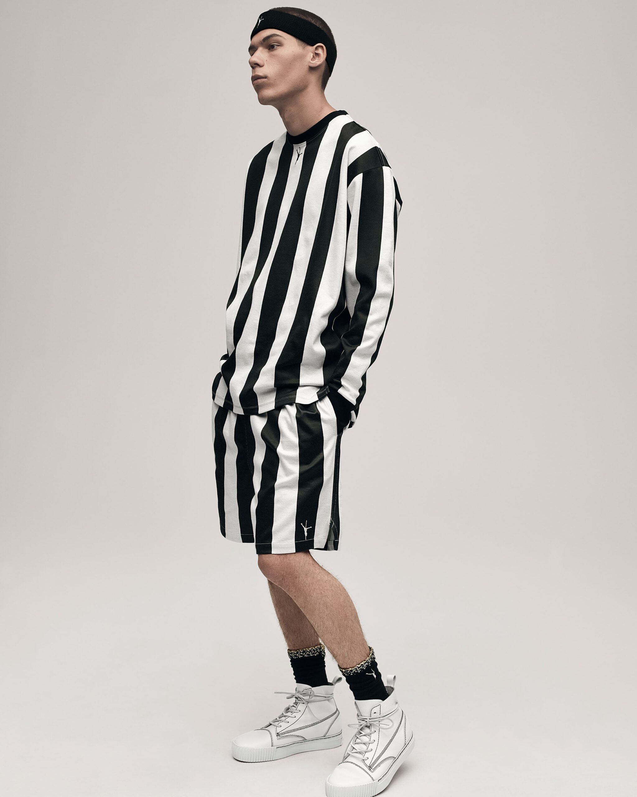 black and white striped outfit