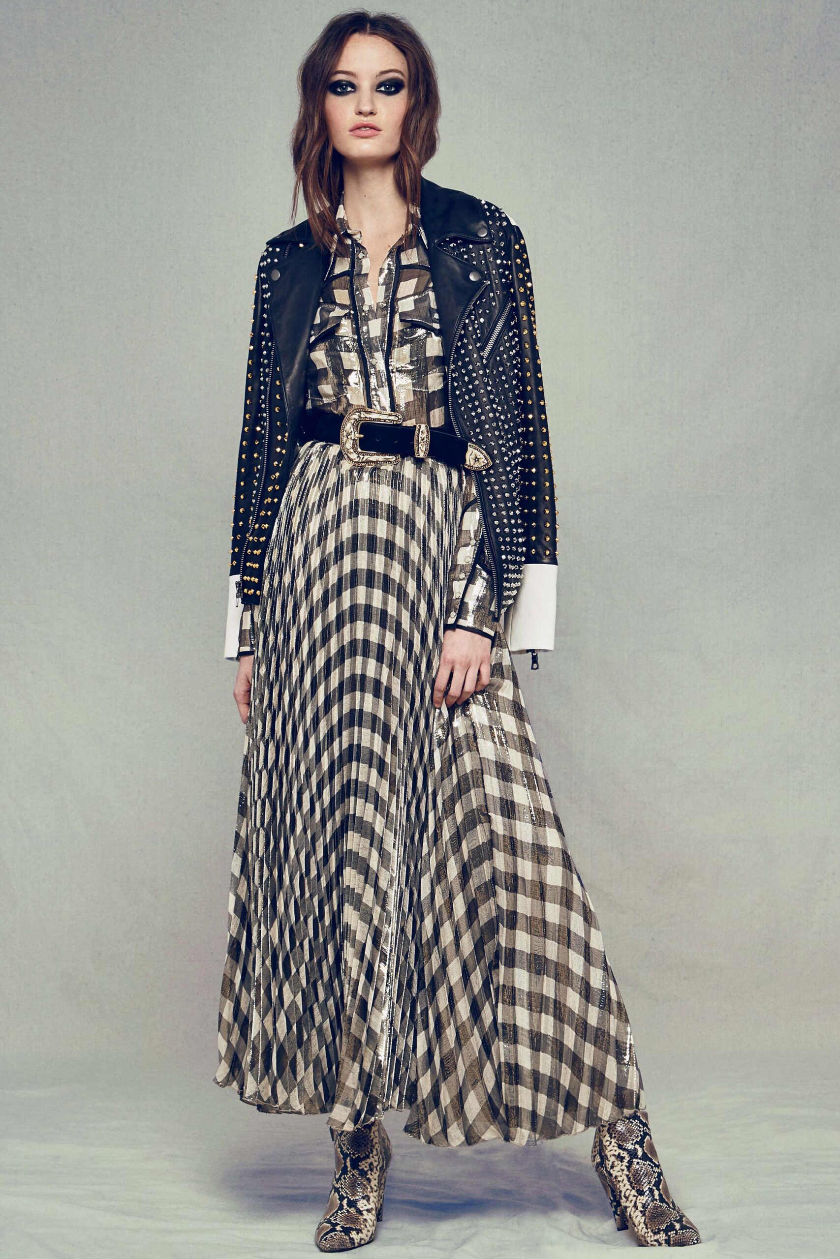 black and white checked maxi dress