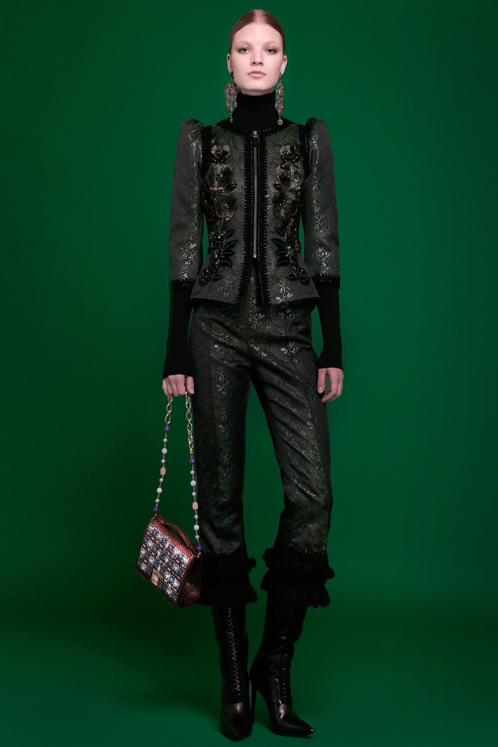 multi silk beaded bag