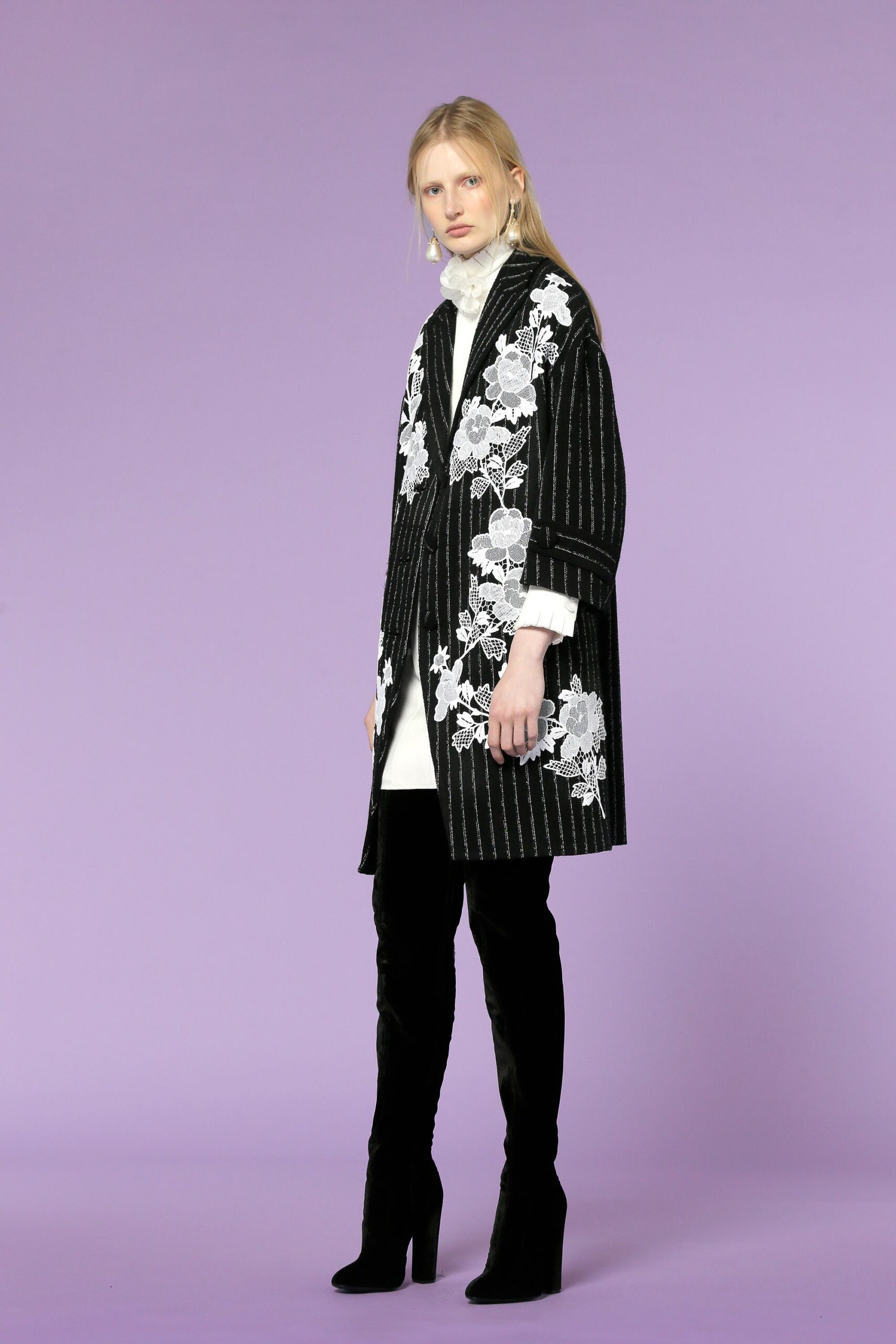 black velvet fitted straight-leg pants