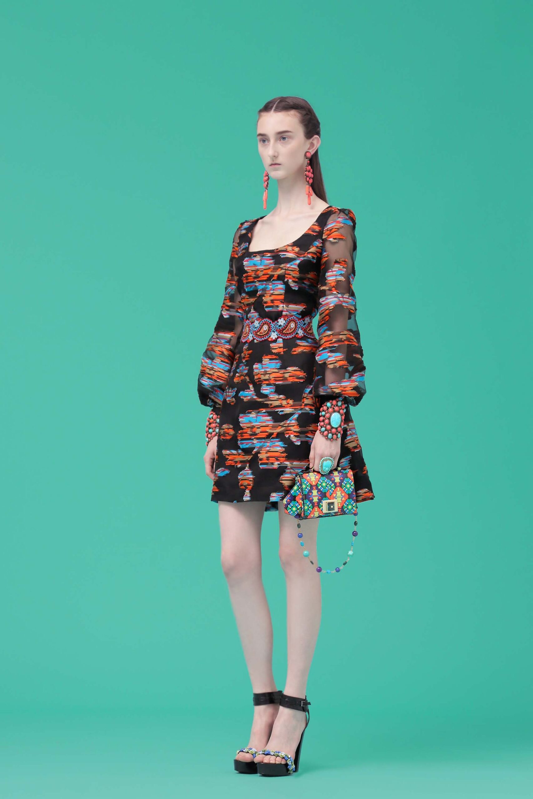 black printed mini dress