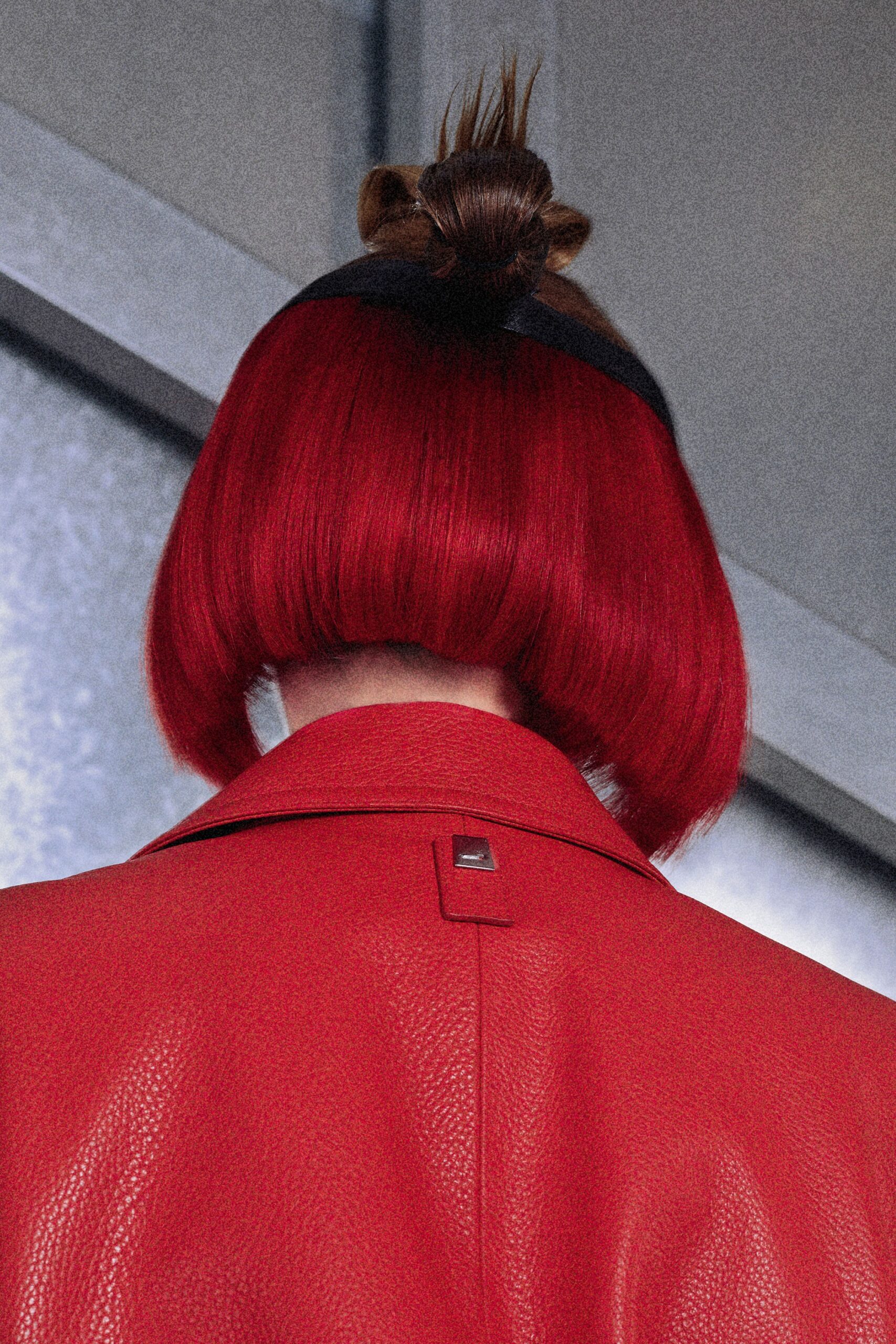 fitted red leather jacket