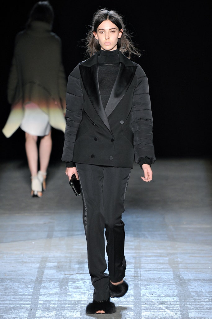 black fitted jacket and pants