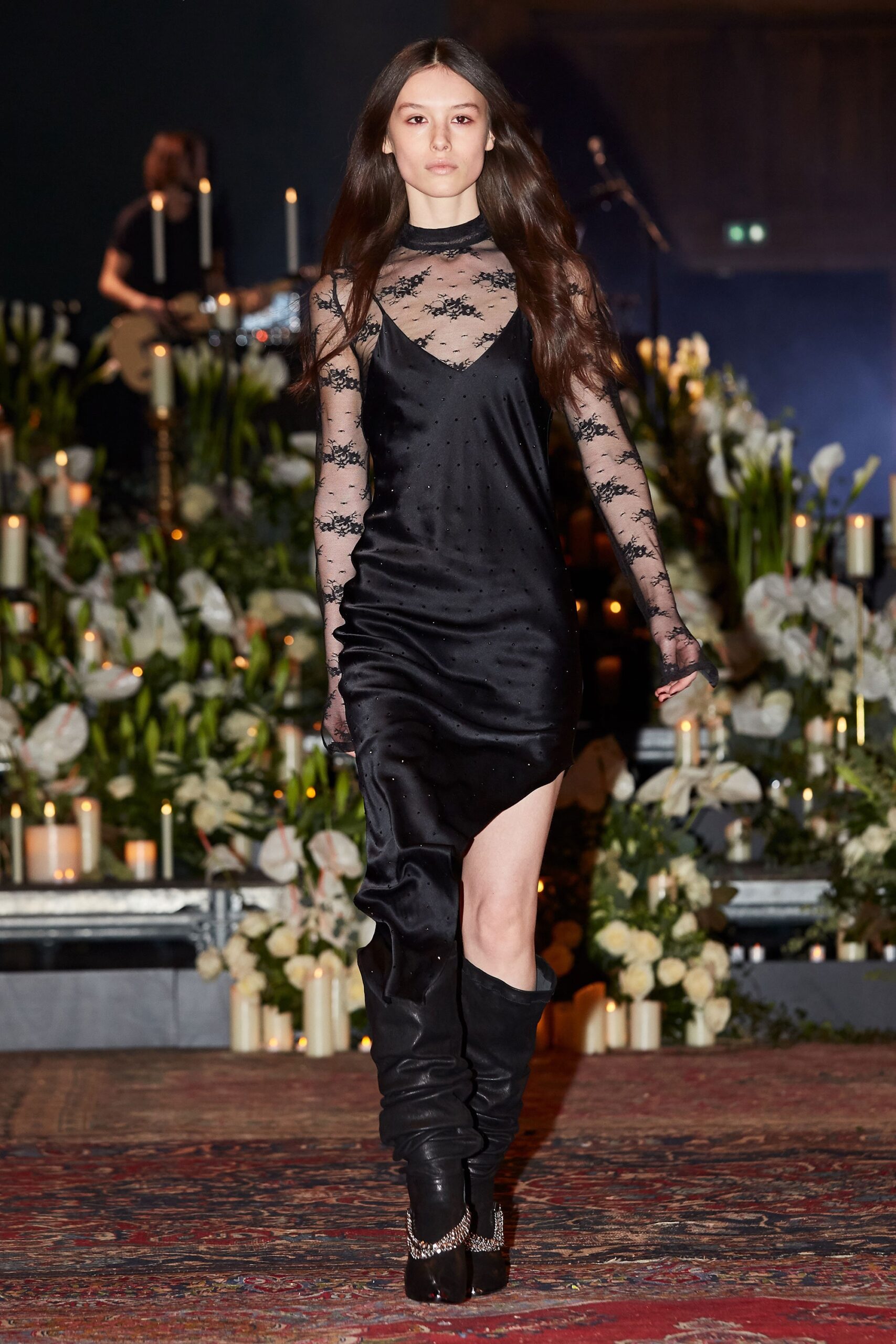 black leather fitted zippered boots