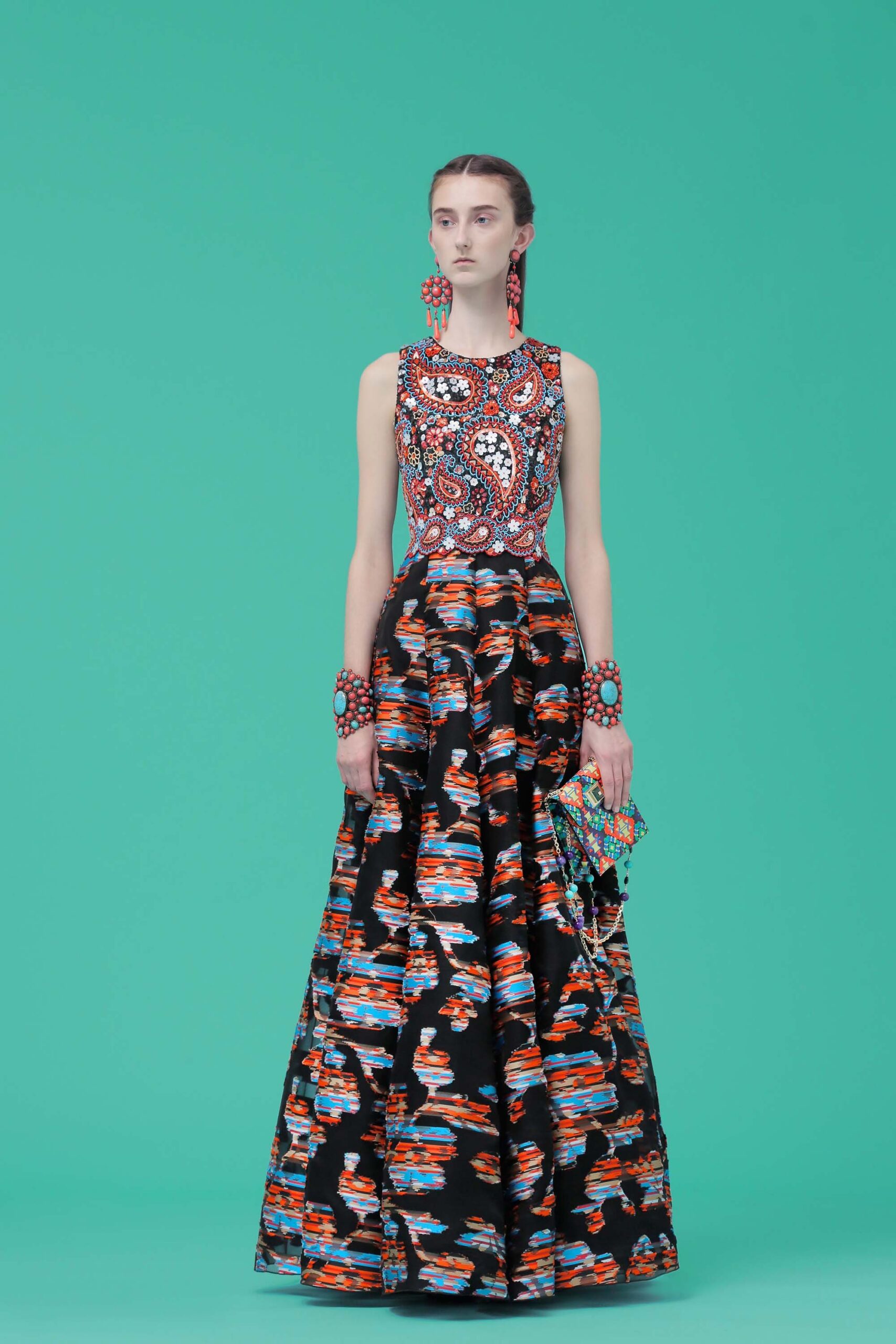 maxi printed sleeveless dress