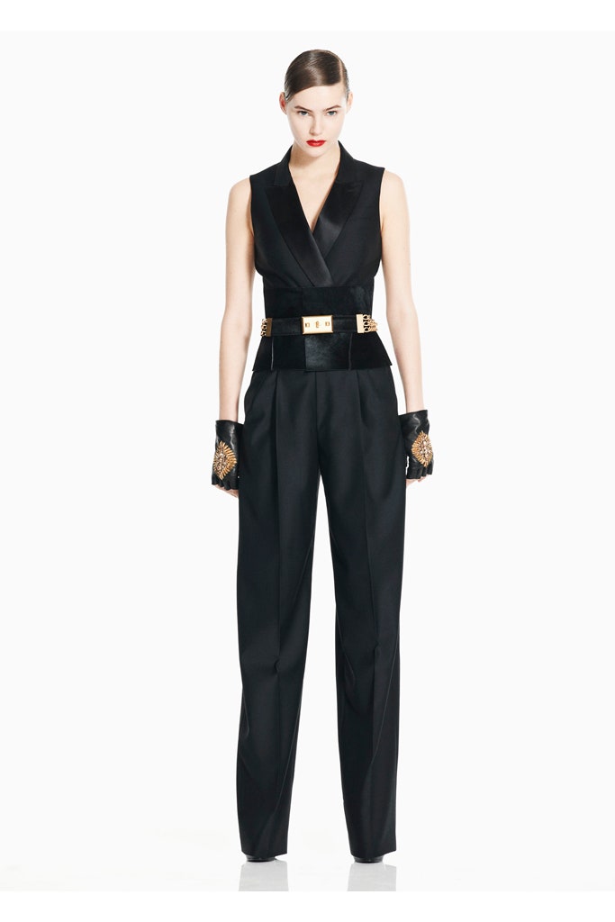 black silk belted jumpsuit