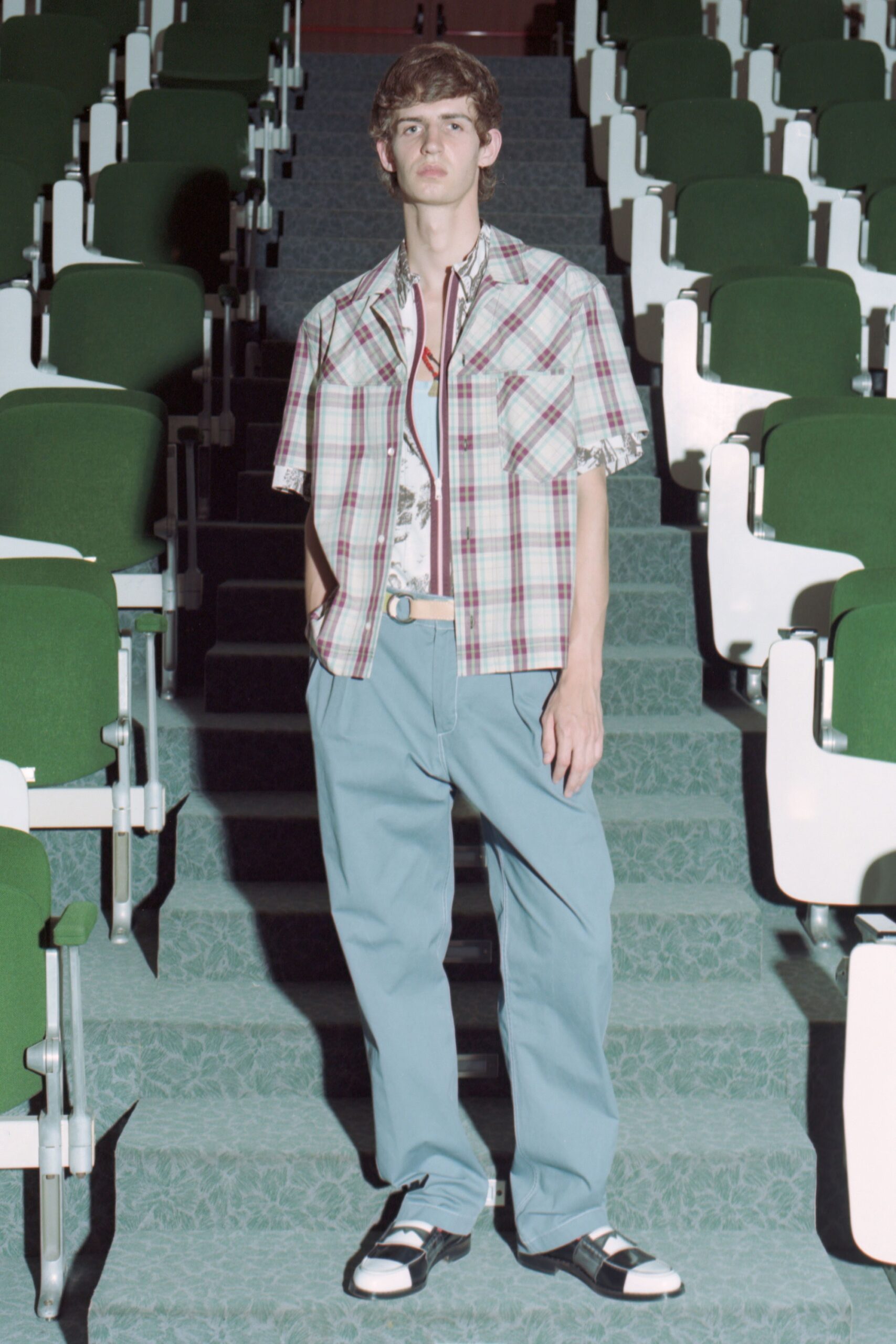 checked shirt relaxed pants