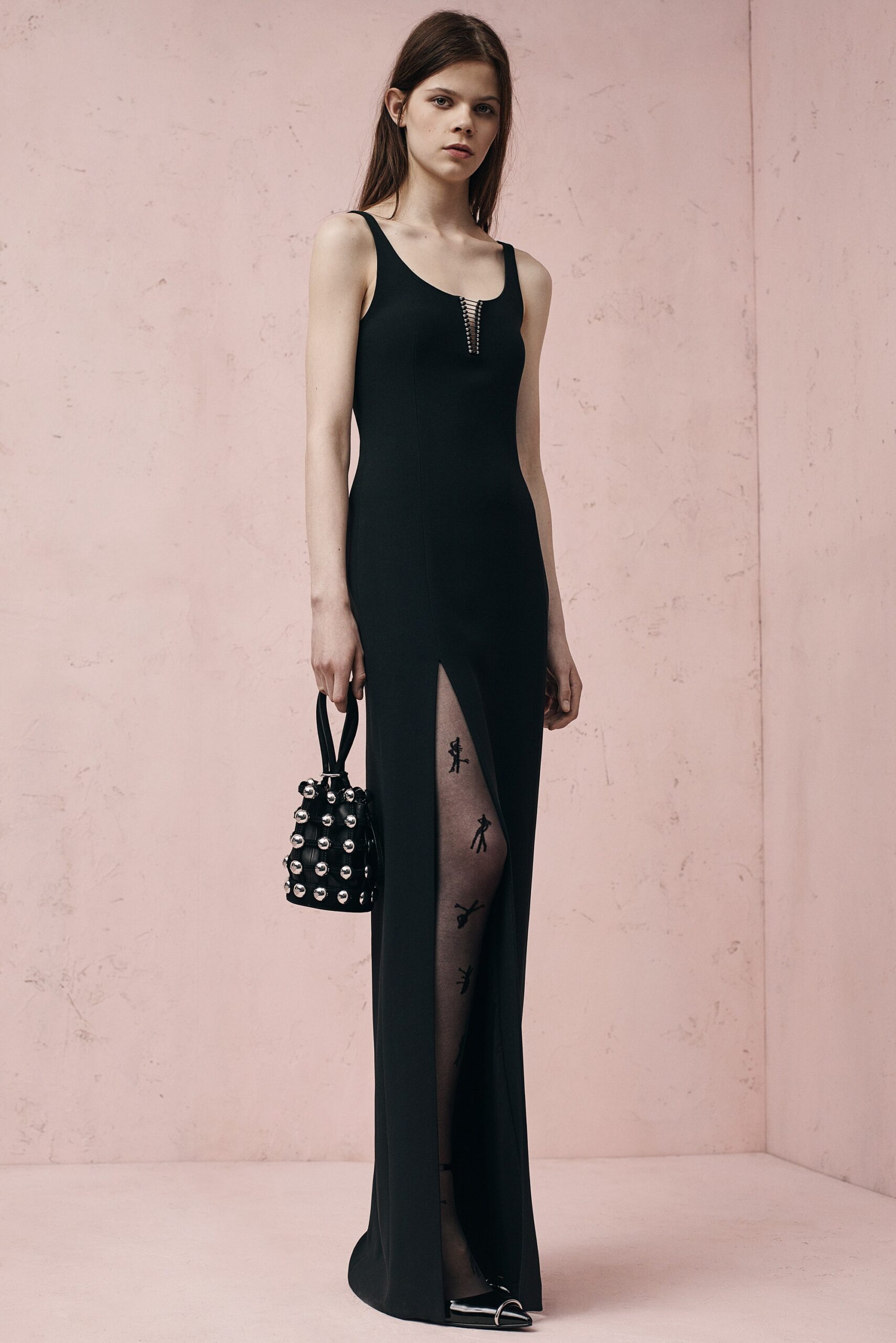 black leather embellished bag