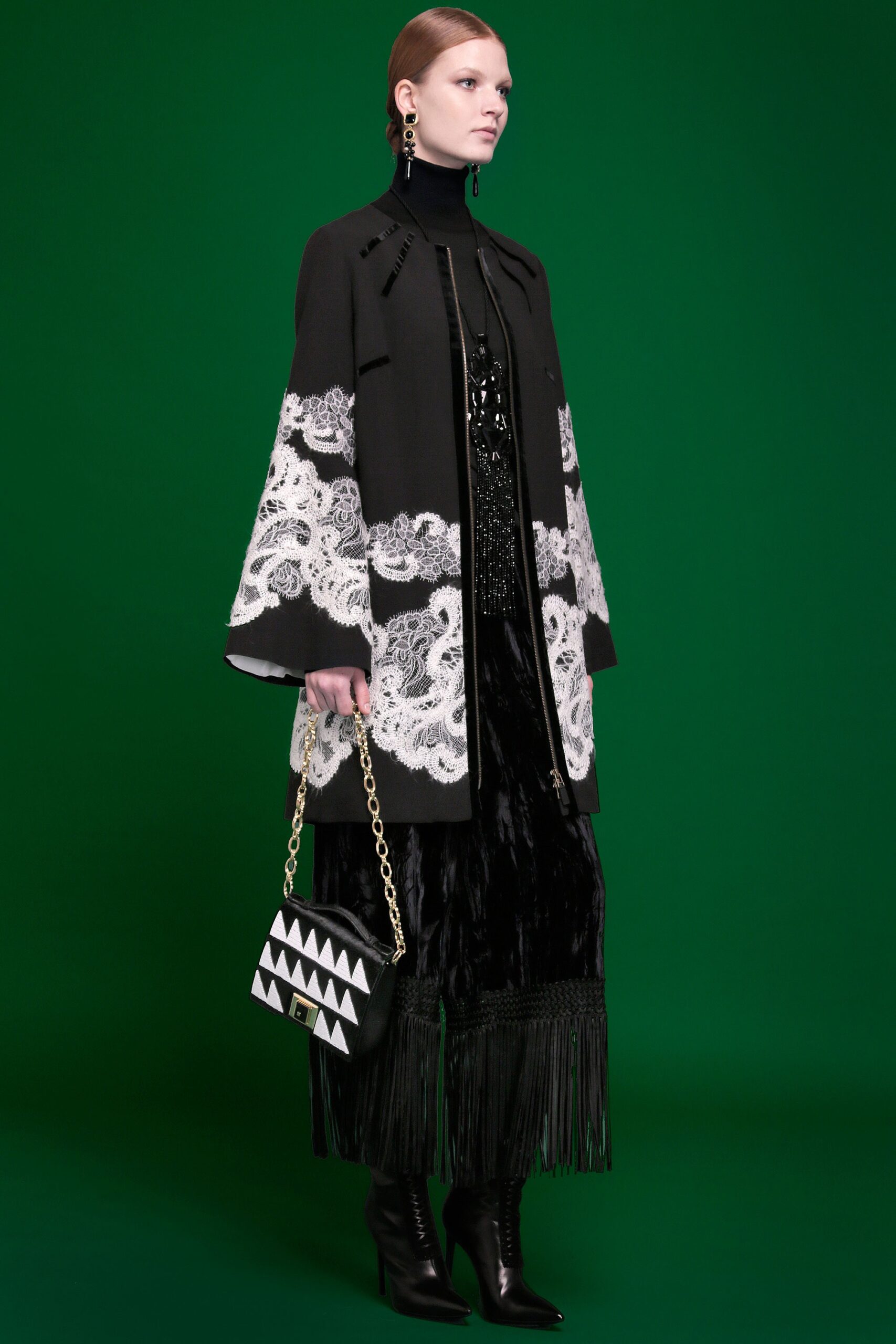 black and white embroidered coat