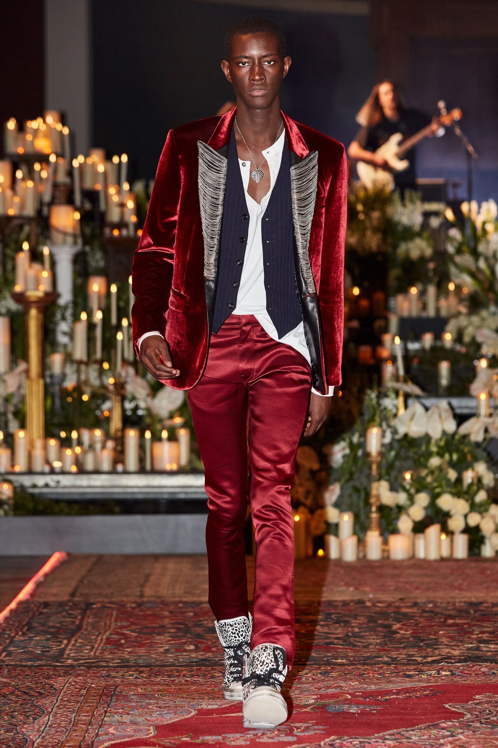 red velvet tailored blazer