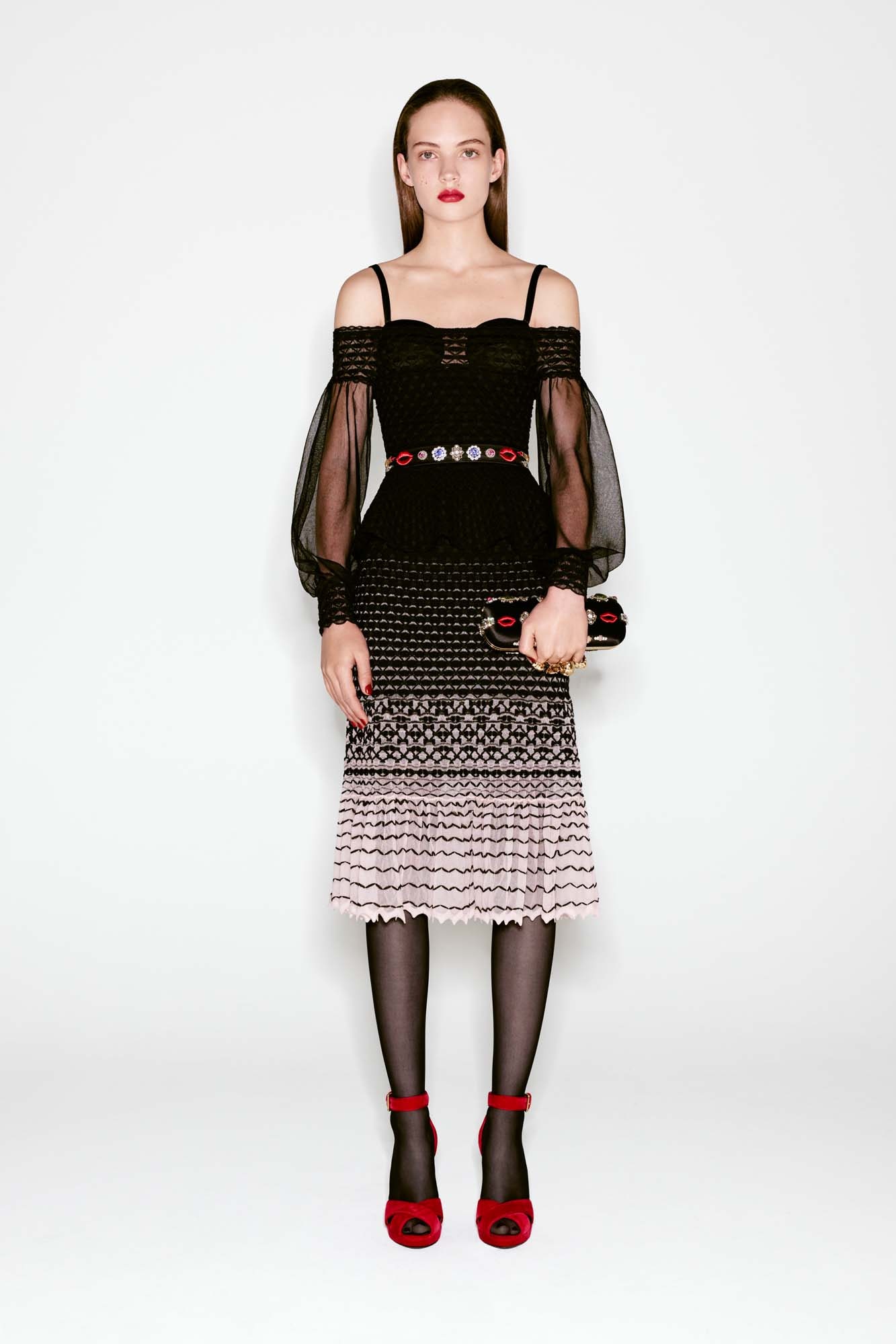 black off-shoulder midi dress