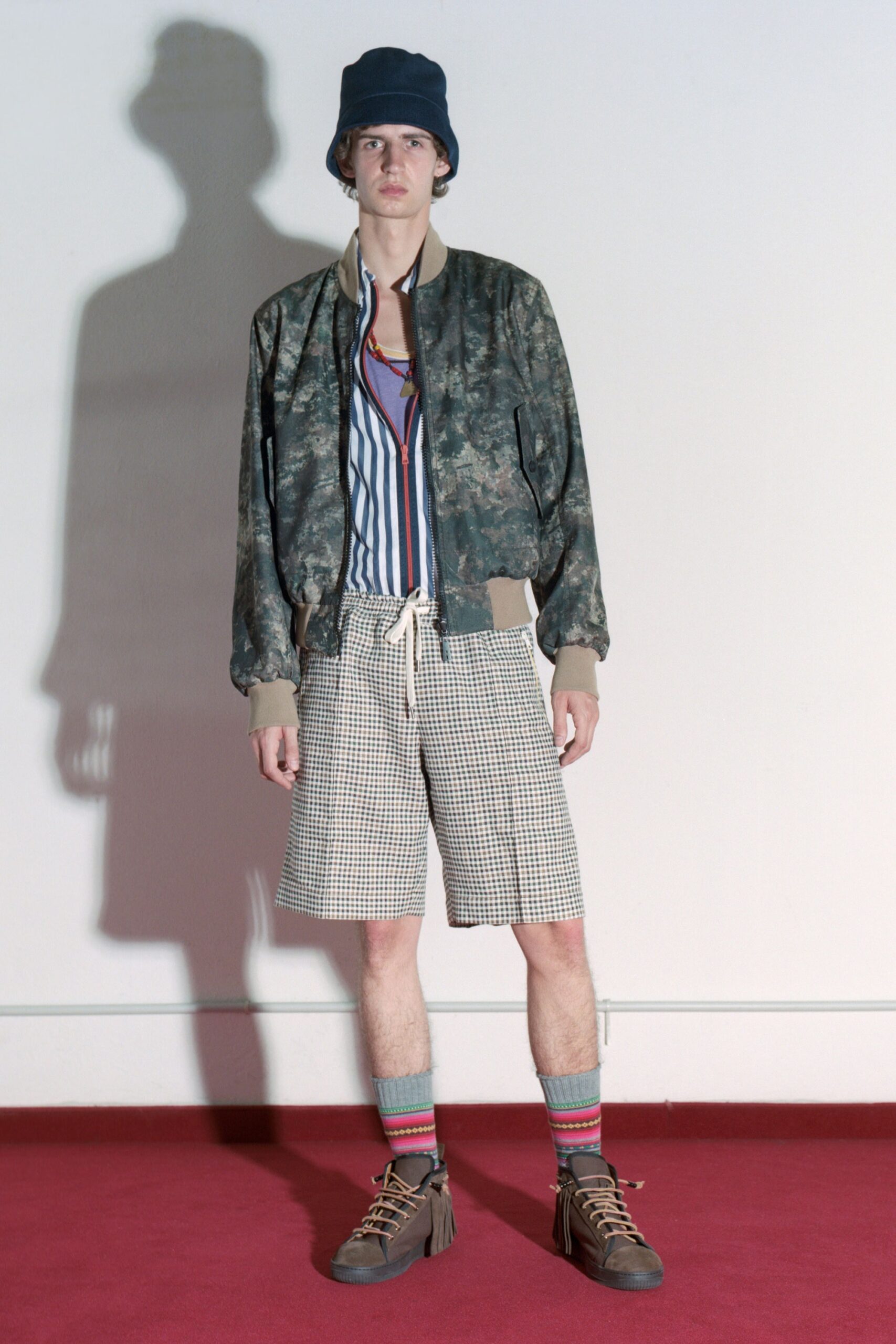 green camouflage jacket with shorts