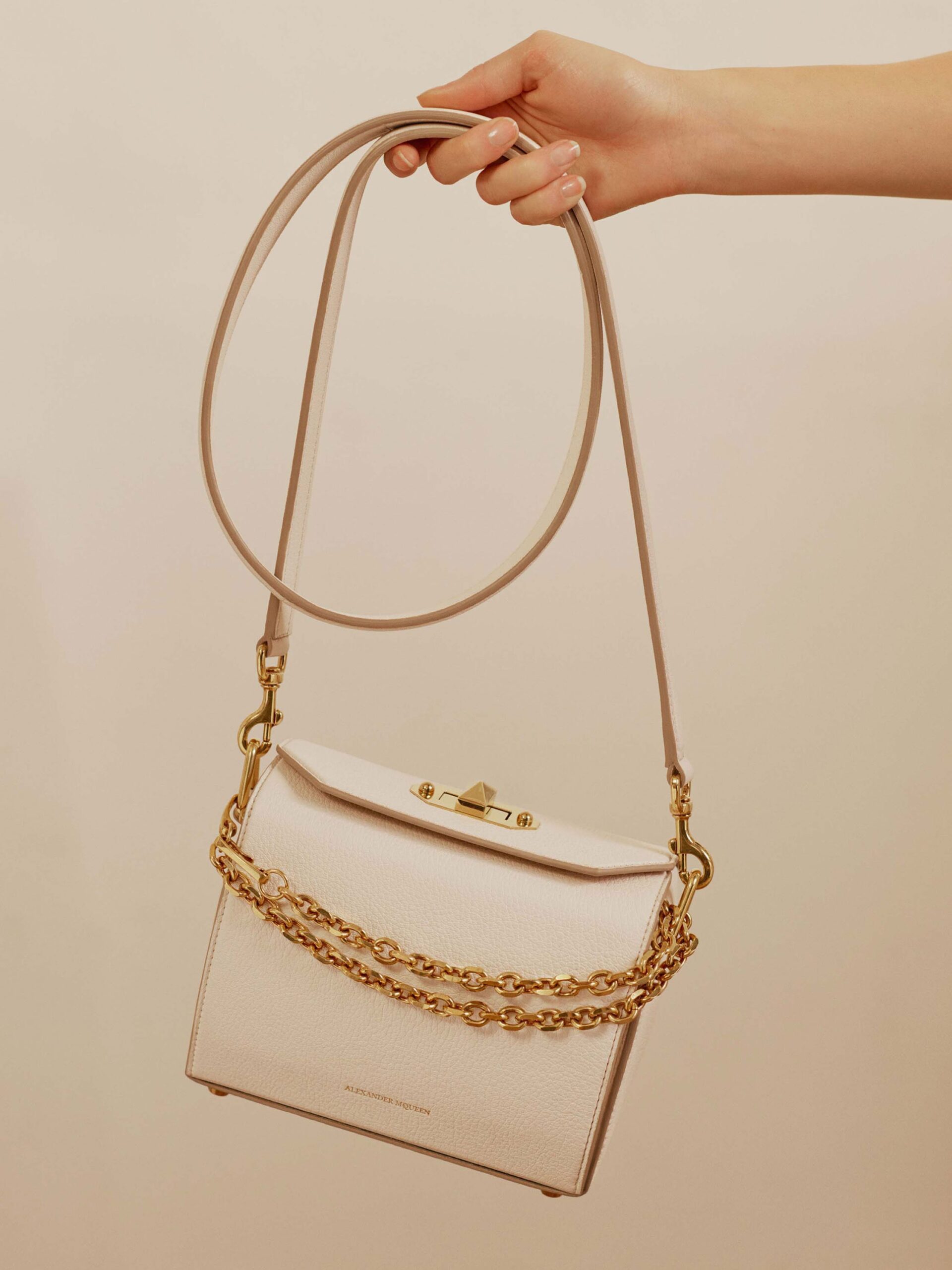 beige structured leather bag