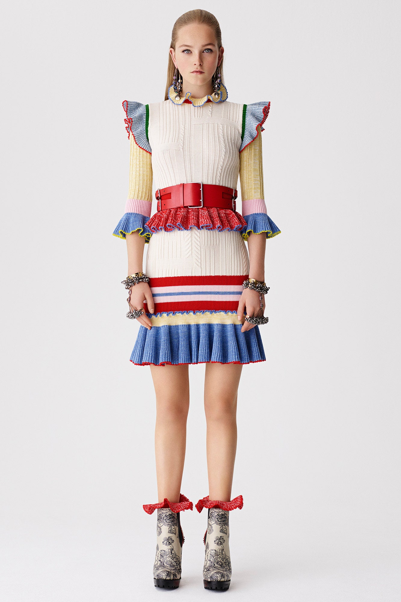 color-blocked mini dress with belt