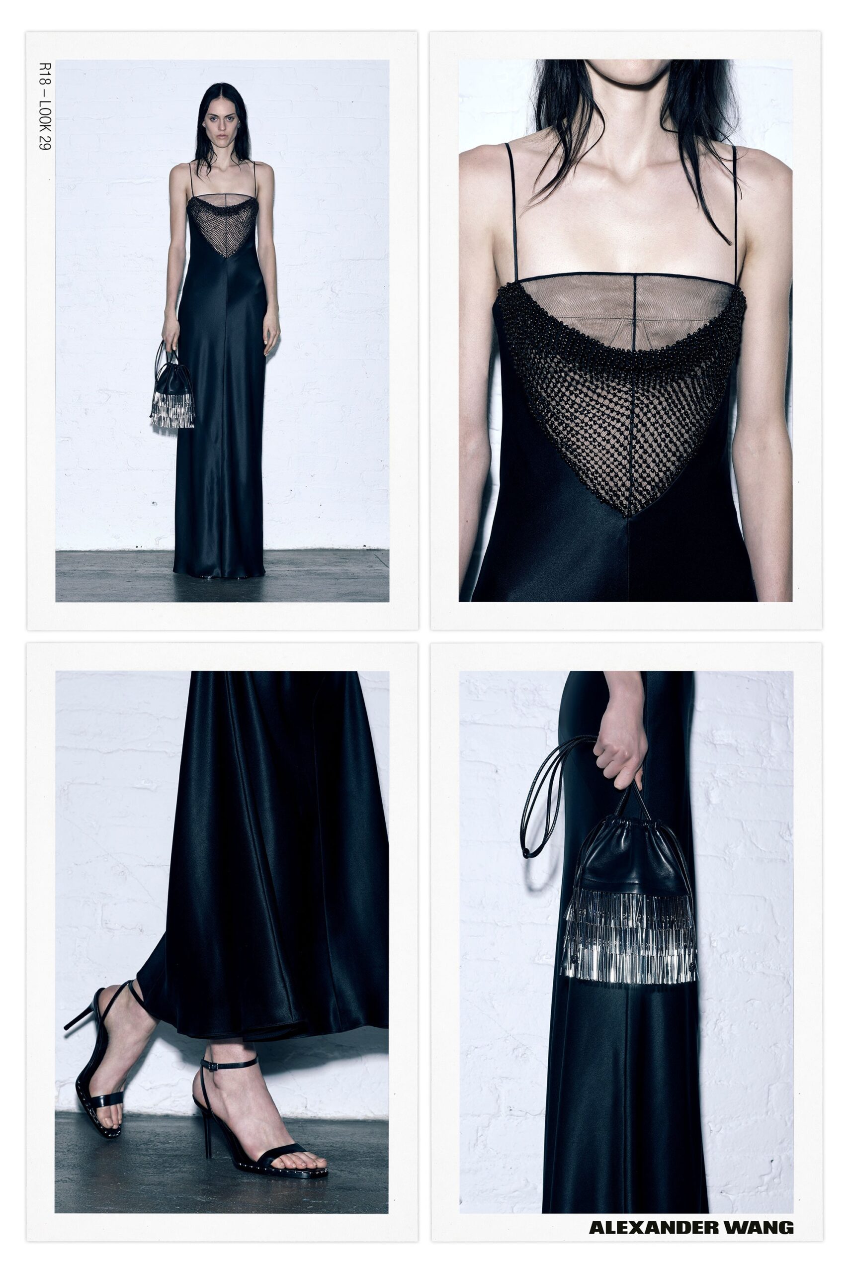 black silk fitted gown