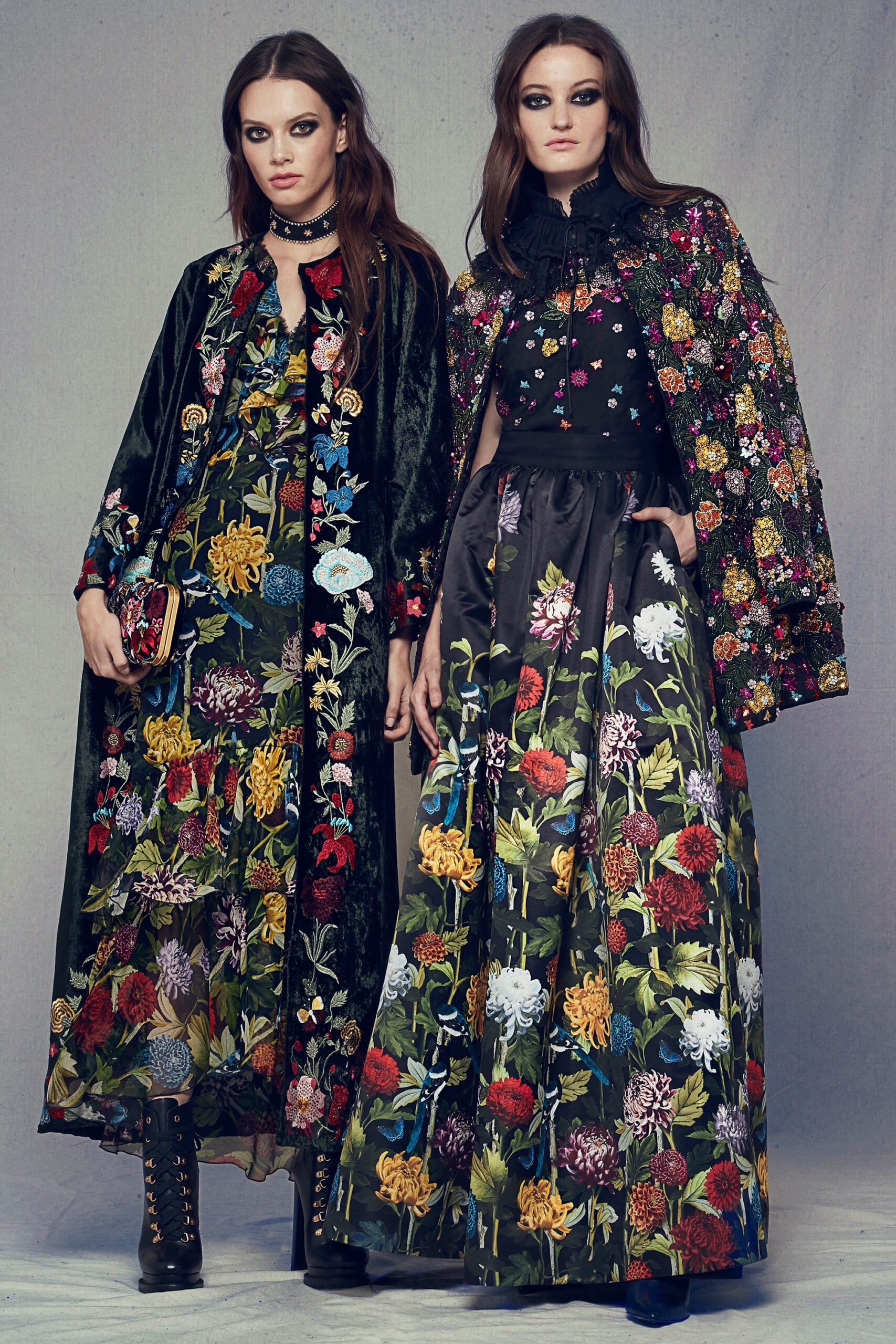 black embroidered maxi gowns