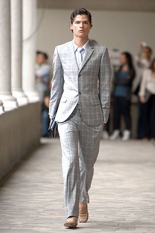 gray cotton tailored straight-leg pants
