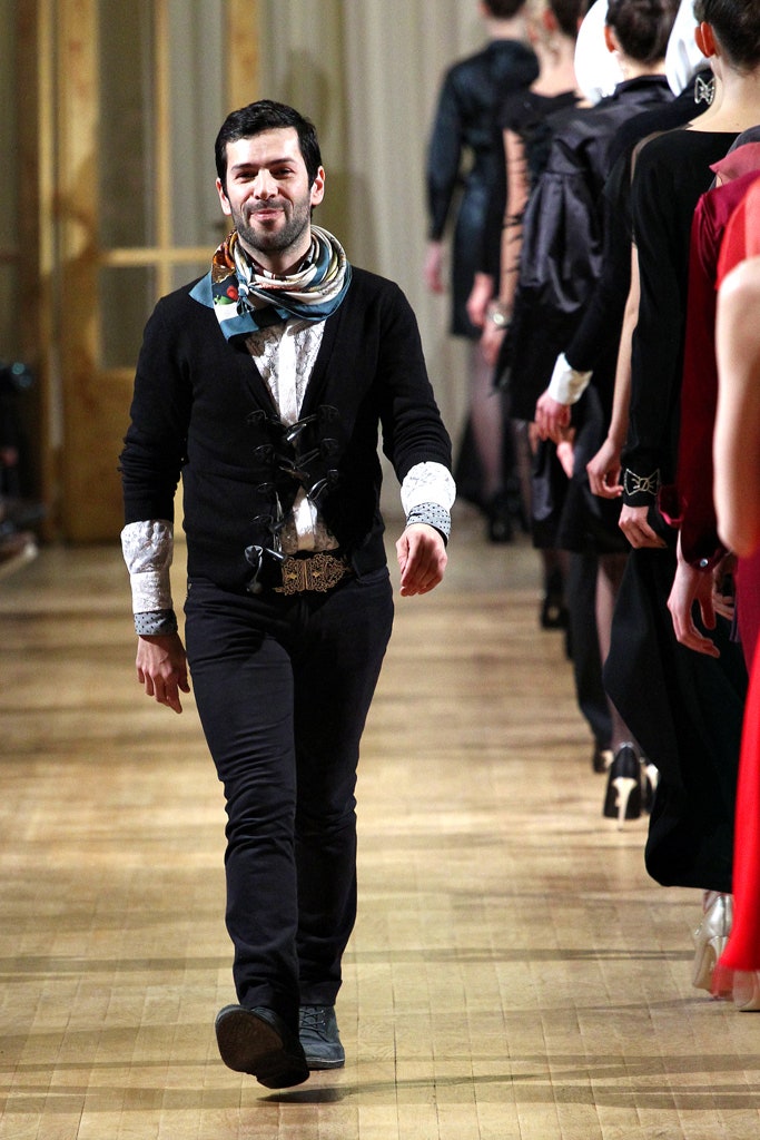black fitted sweater with multi scarf