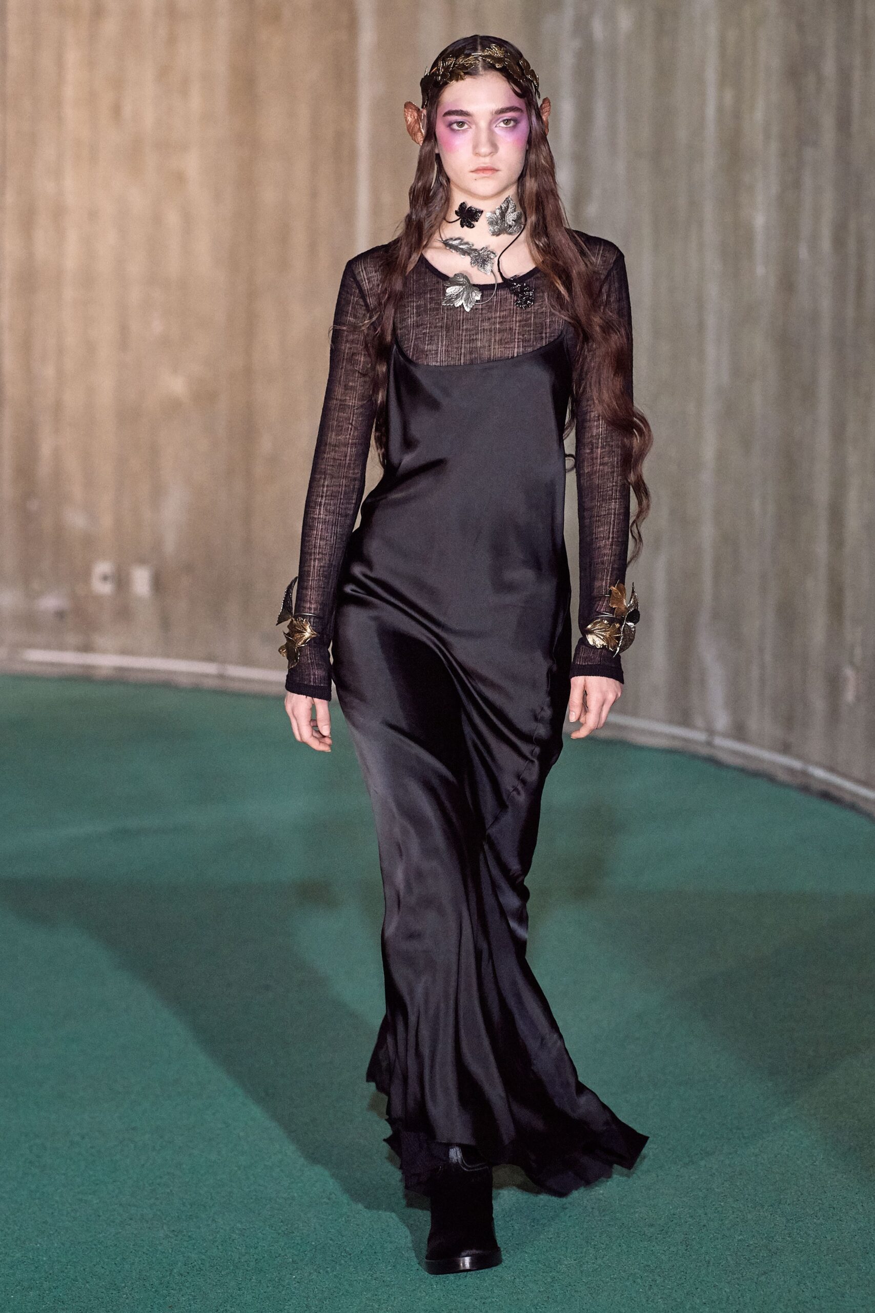 black silk fitted dress