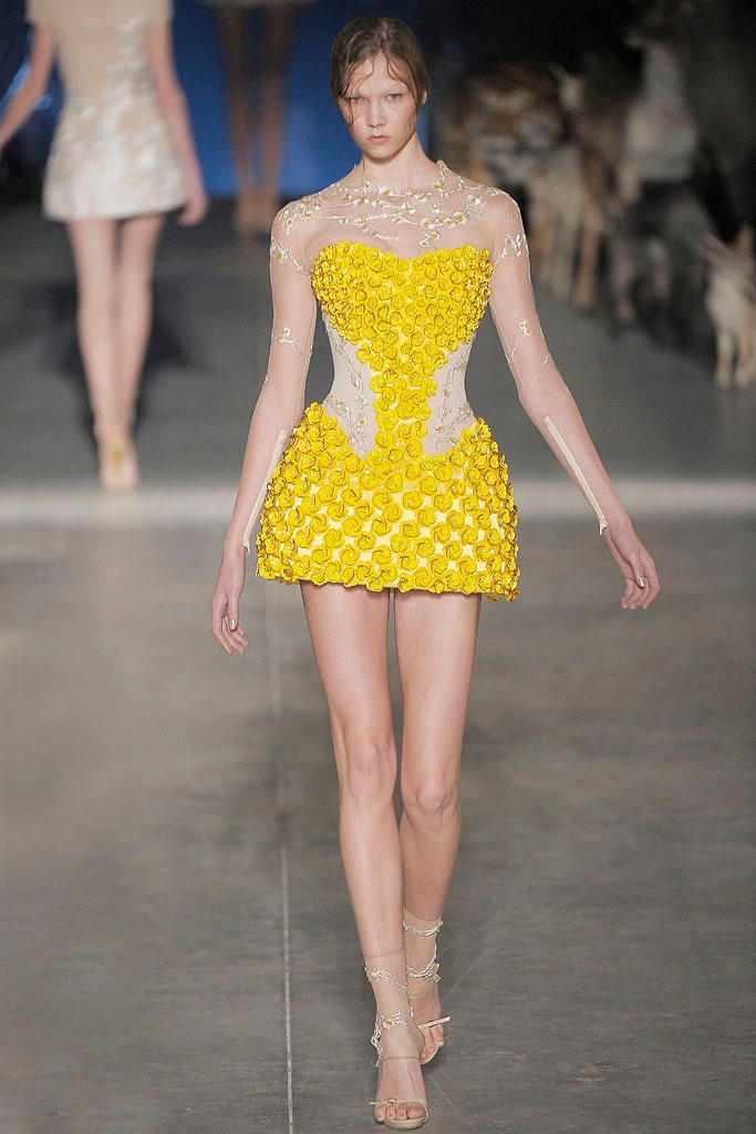 fitted yellow embellished mini dress