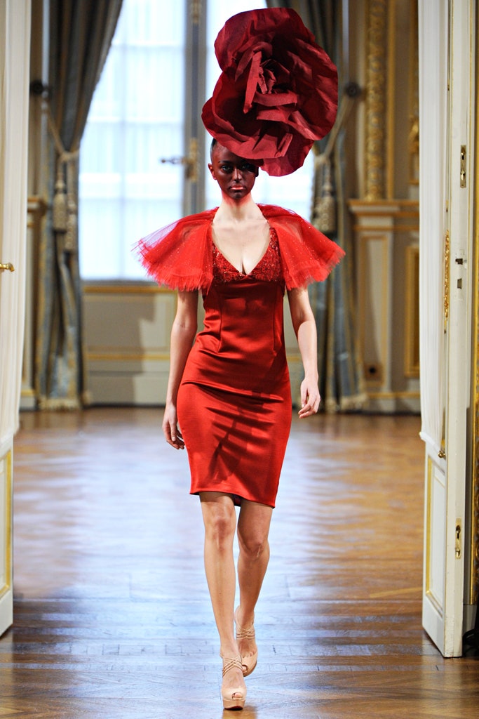 fitted red silk mini dress