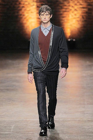 black cardigan with red sweater