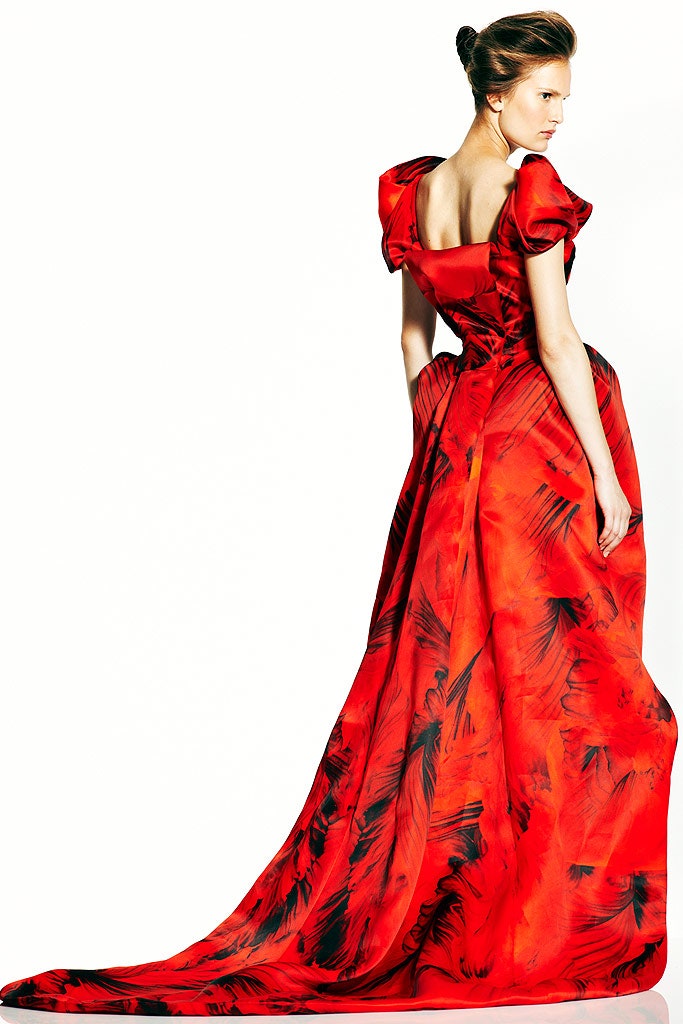 red silk sleeveless gown