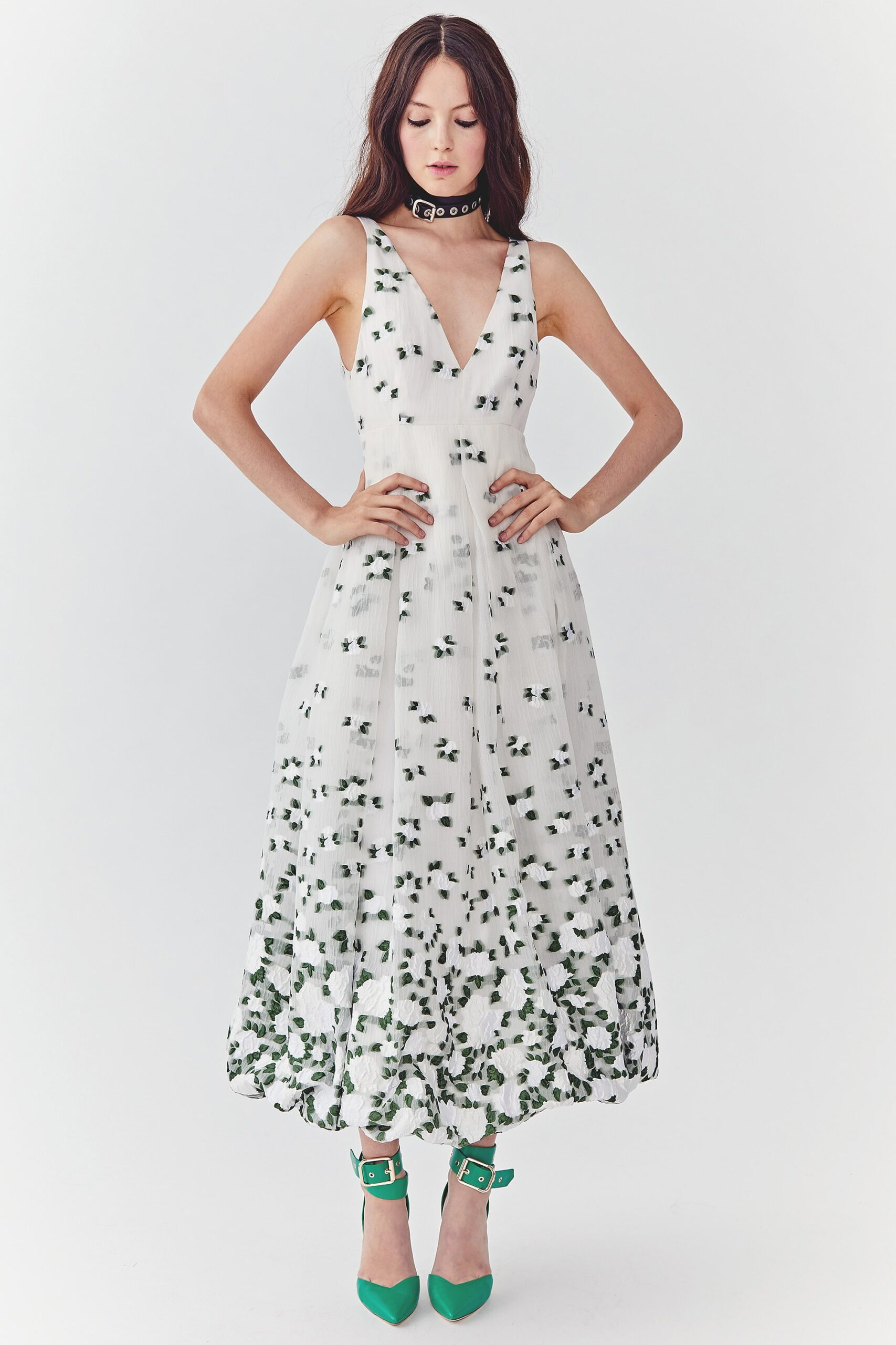 white floral midi dress