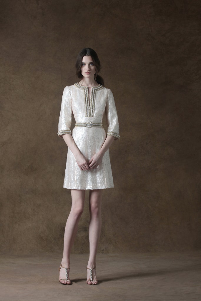 ivory silk fitted dress