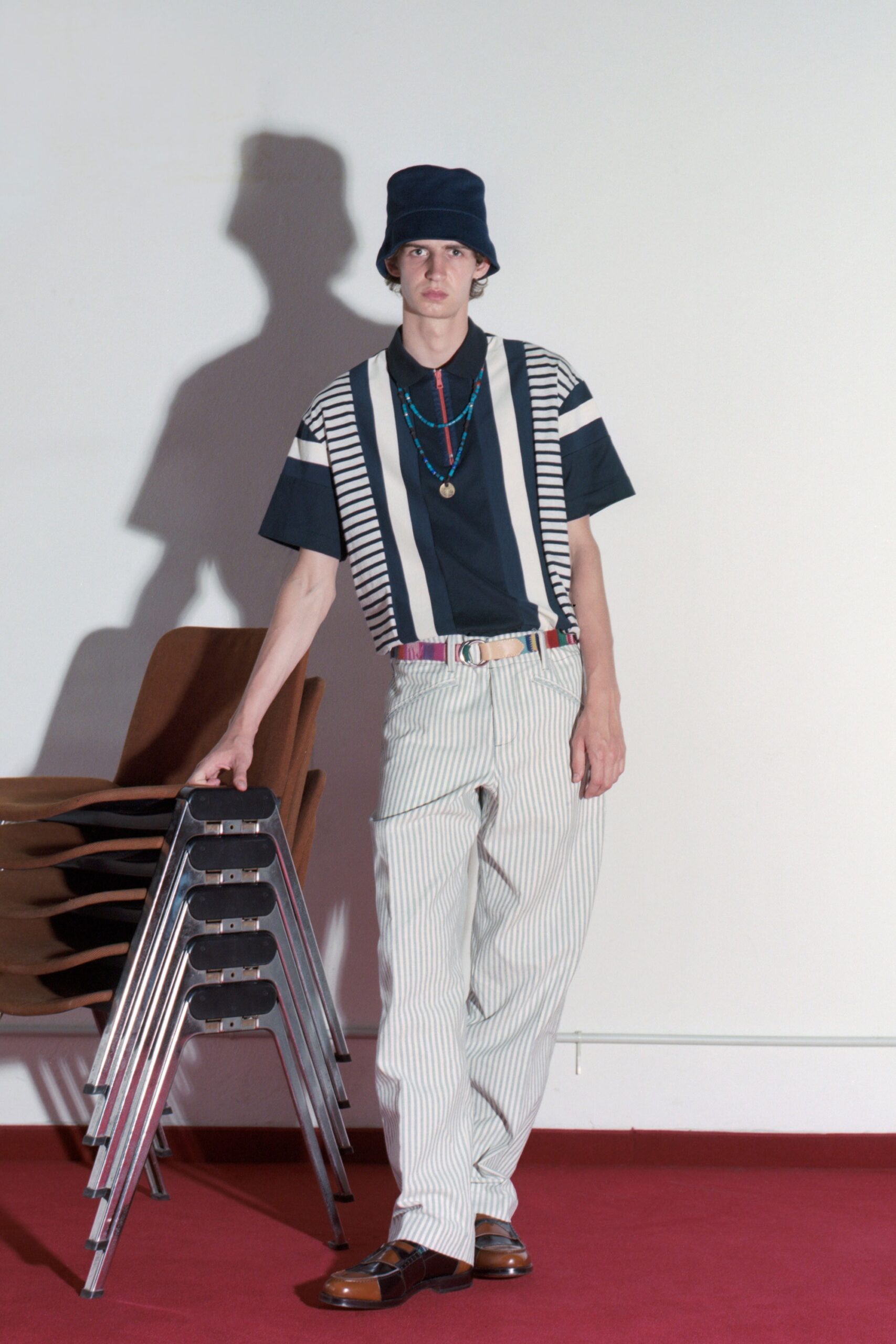 relaxed black and white striped shirt