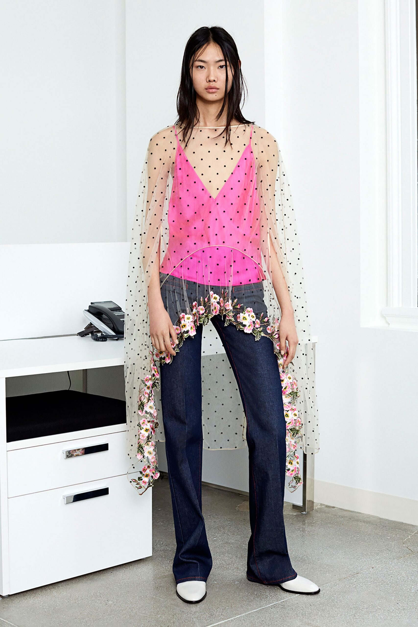 clear mesh relaxed draped sheer cape
