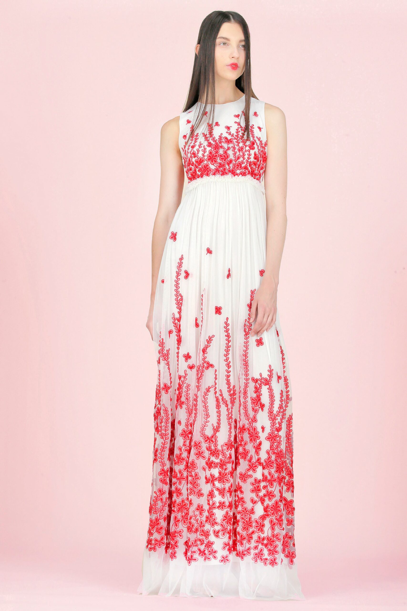 white embroidered maxi gown