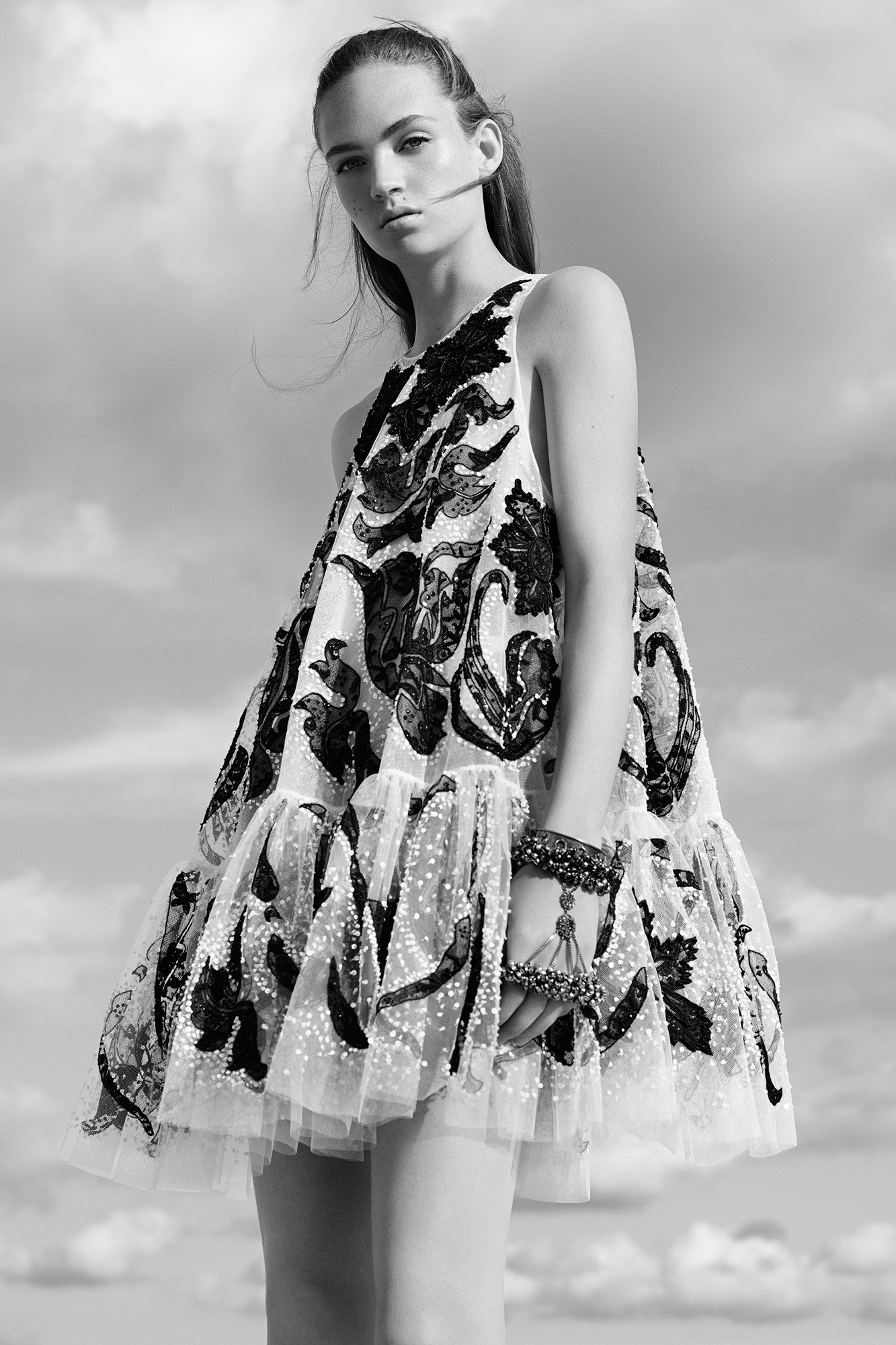 black and white layered dress