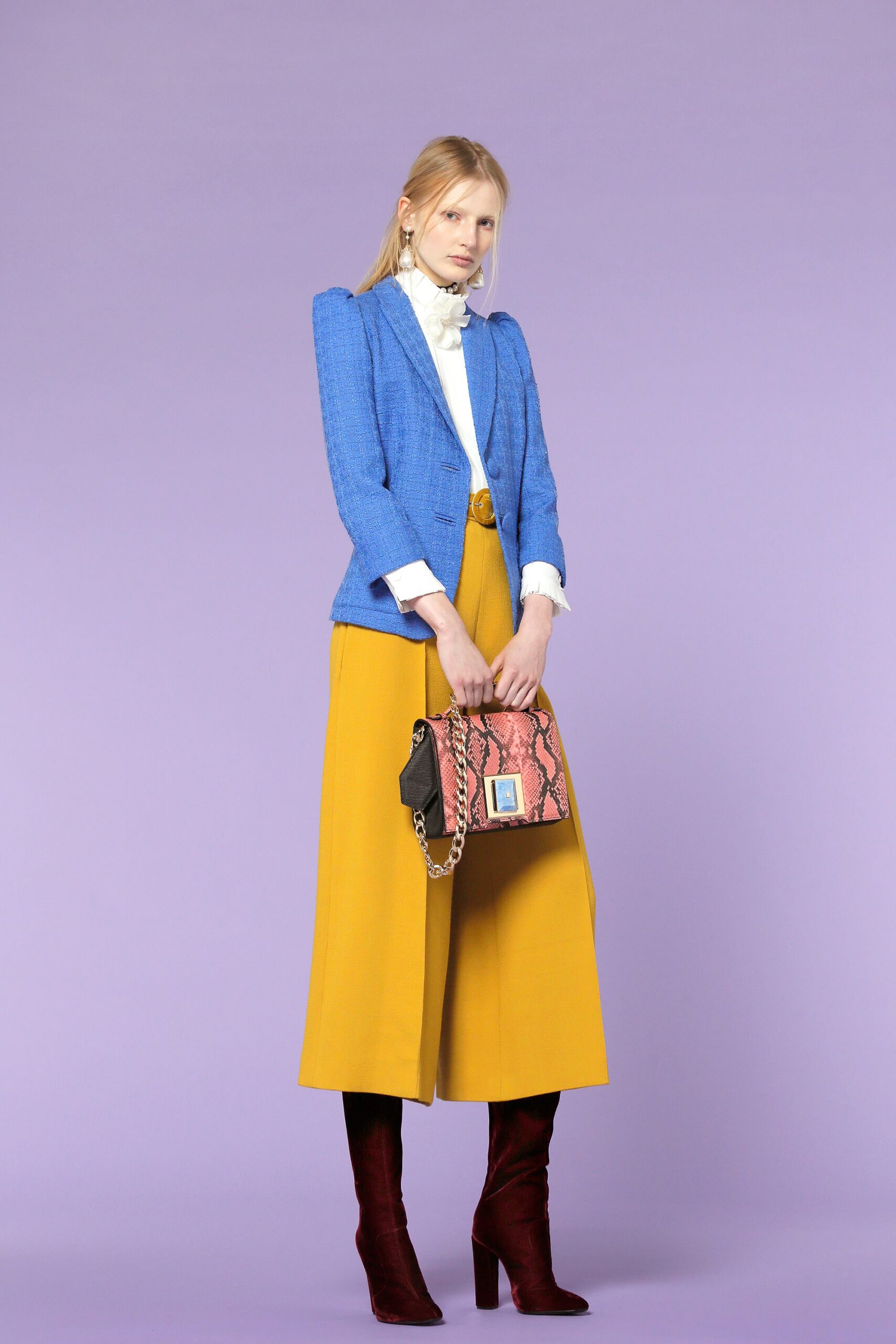 yellow cotton relaxed high-waisted wide-leg pants