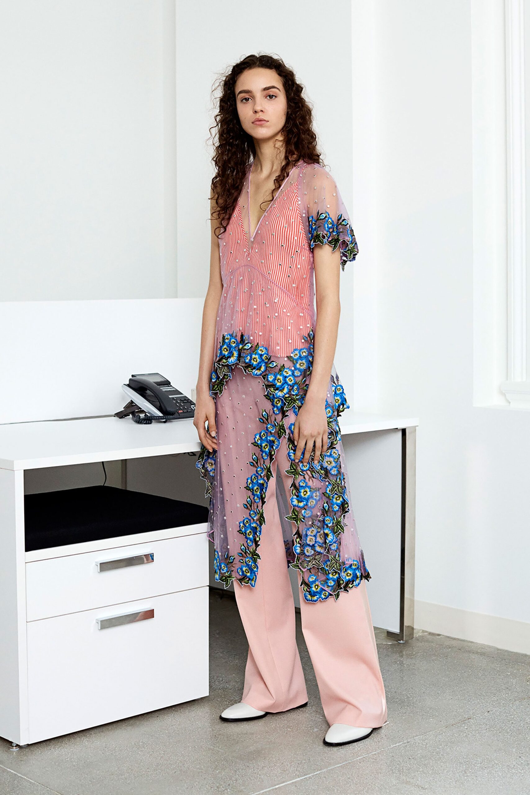 pink cotton relaxed straight-leg pants