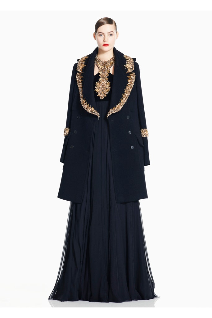 black embellished coat and gown