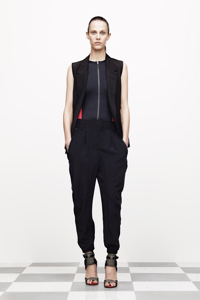 black fitted vest with bodysuit