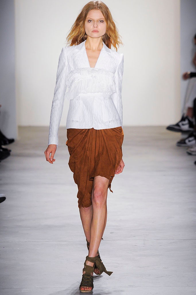 brown silk asymmetric relaxed draped skirt
