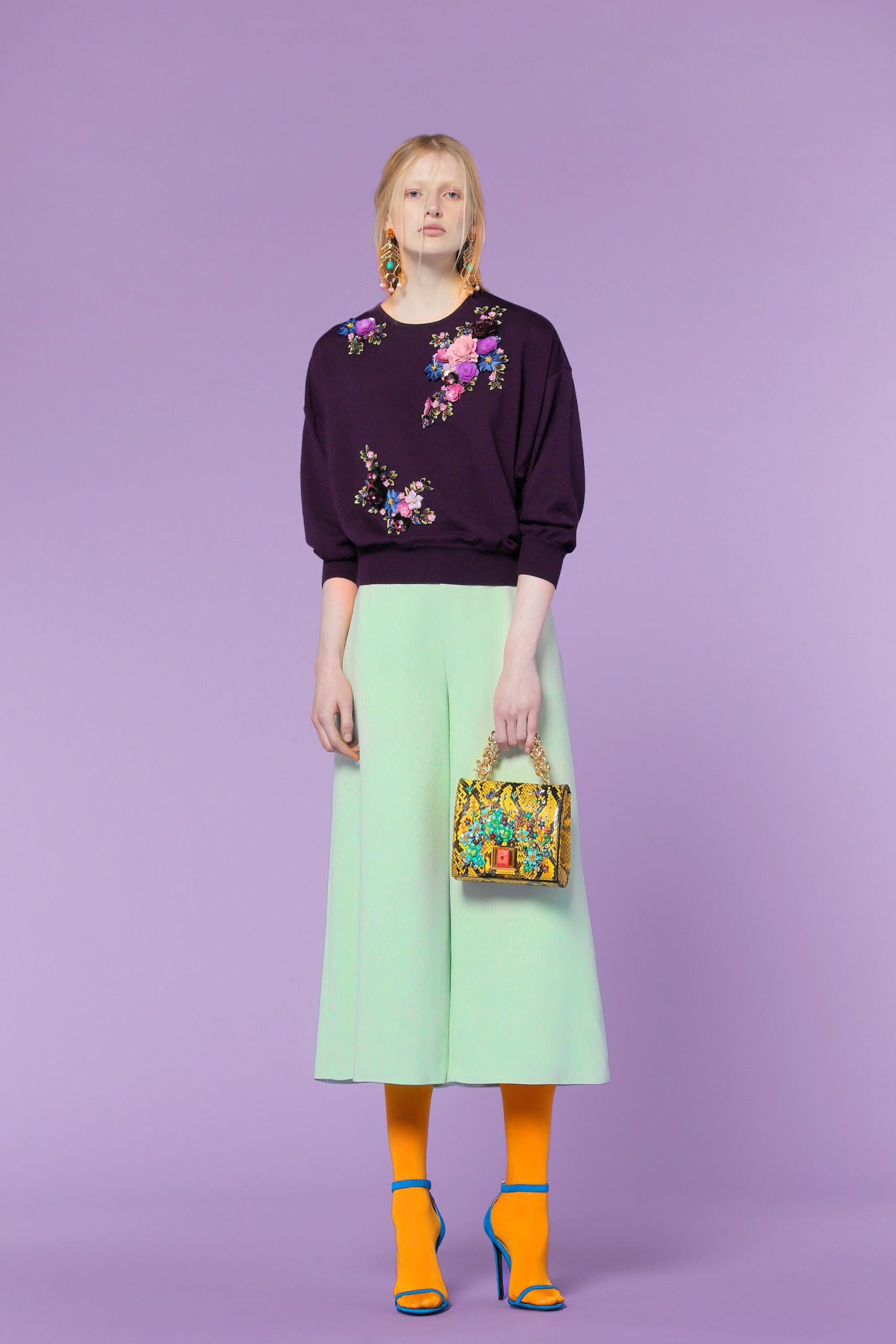 green relaxed wide-leg culottes