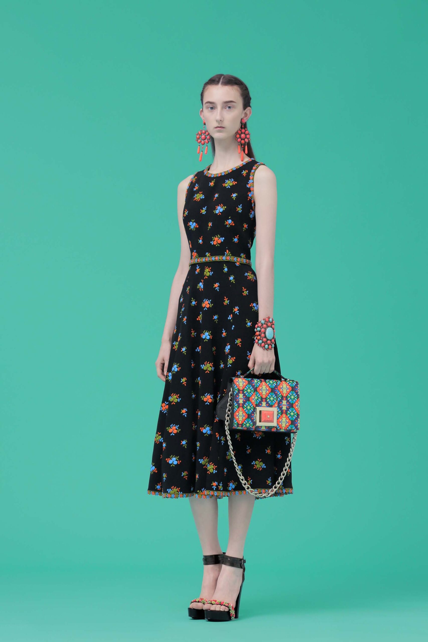 black floral midi dress
