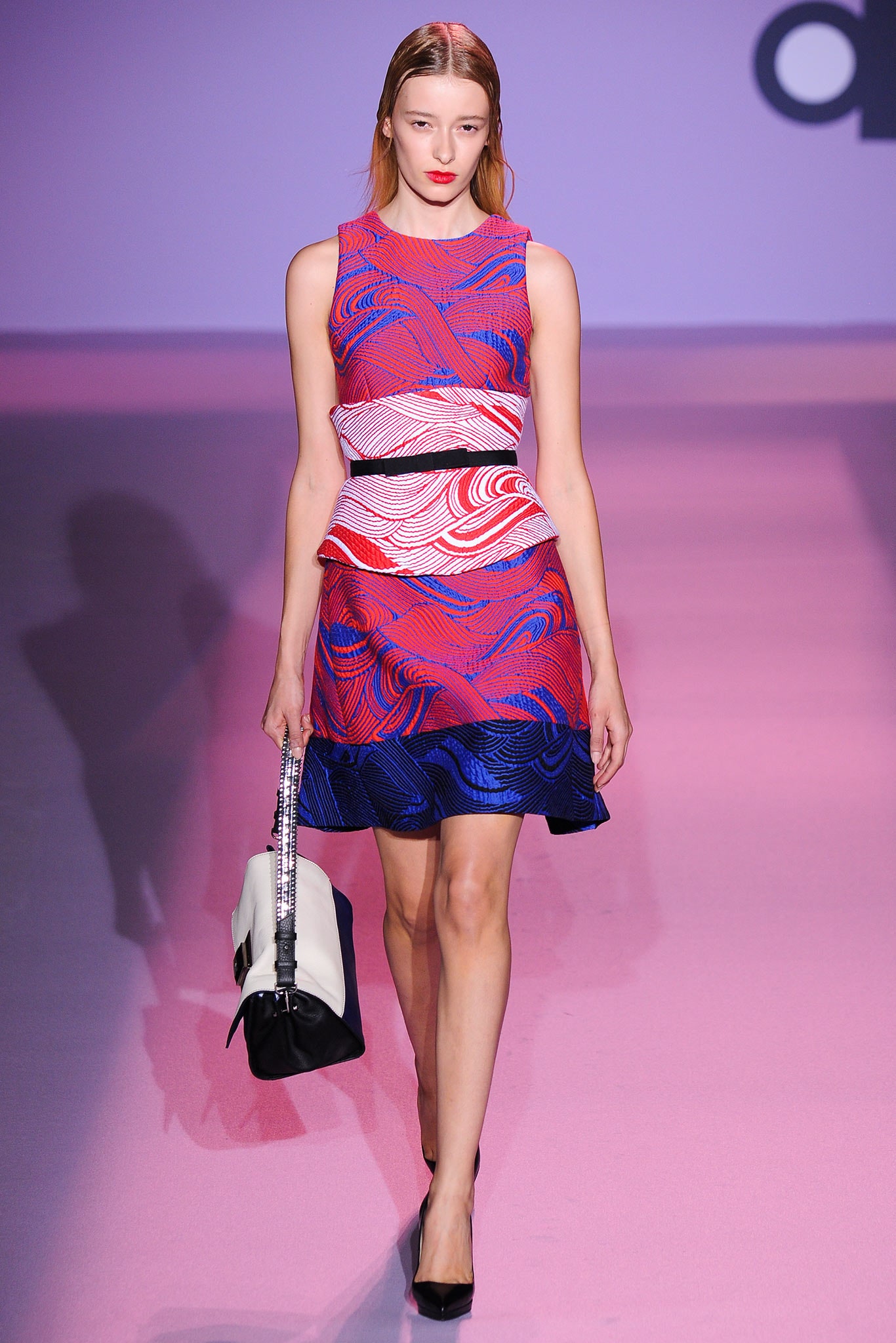 red and blue printed mini dress