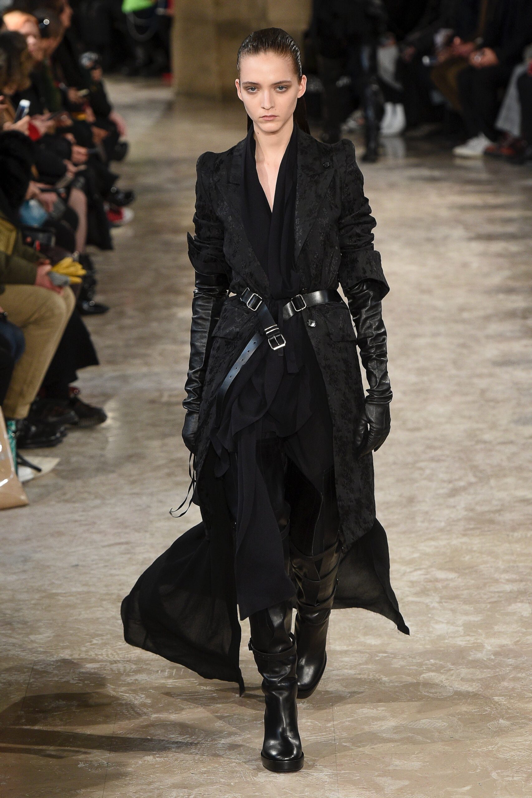 black silk fitted coat
