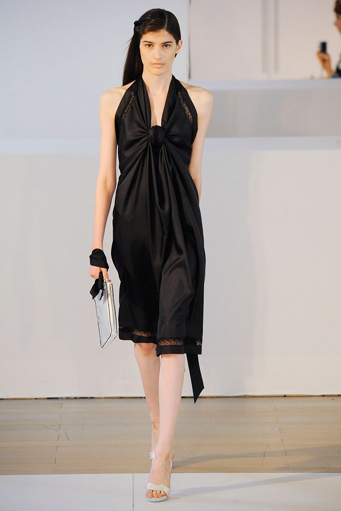 black silk halterneck dress