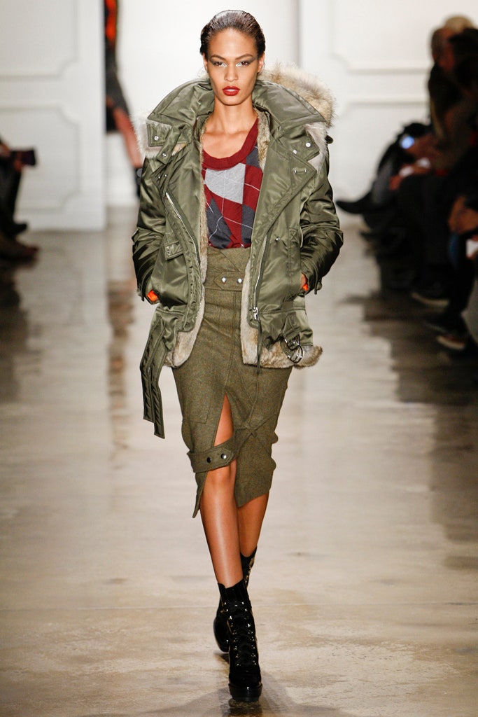 green parka with fitted top