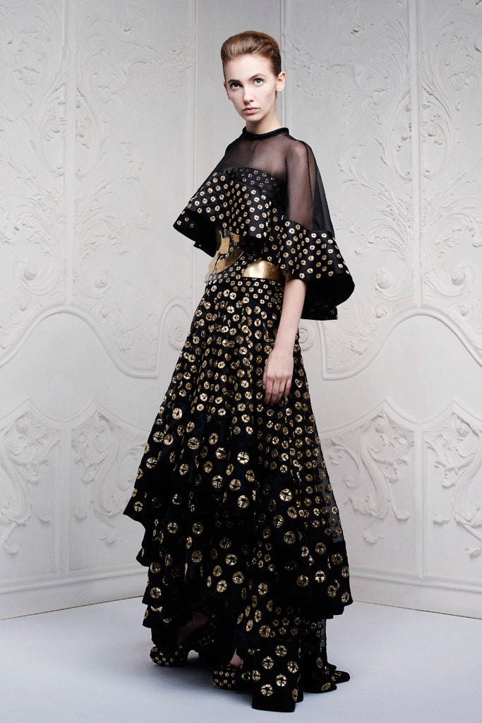 black and gold layered dress