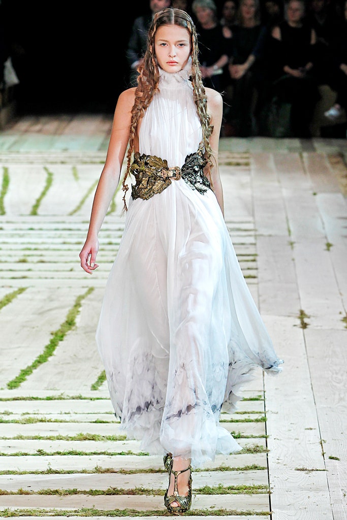 white silk sleeveless gown