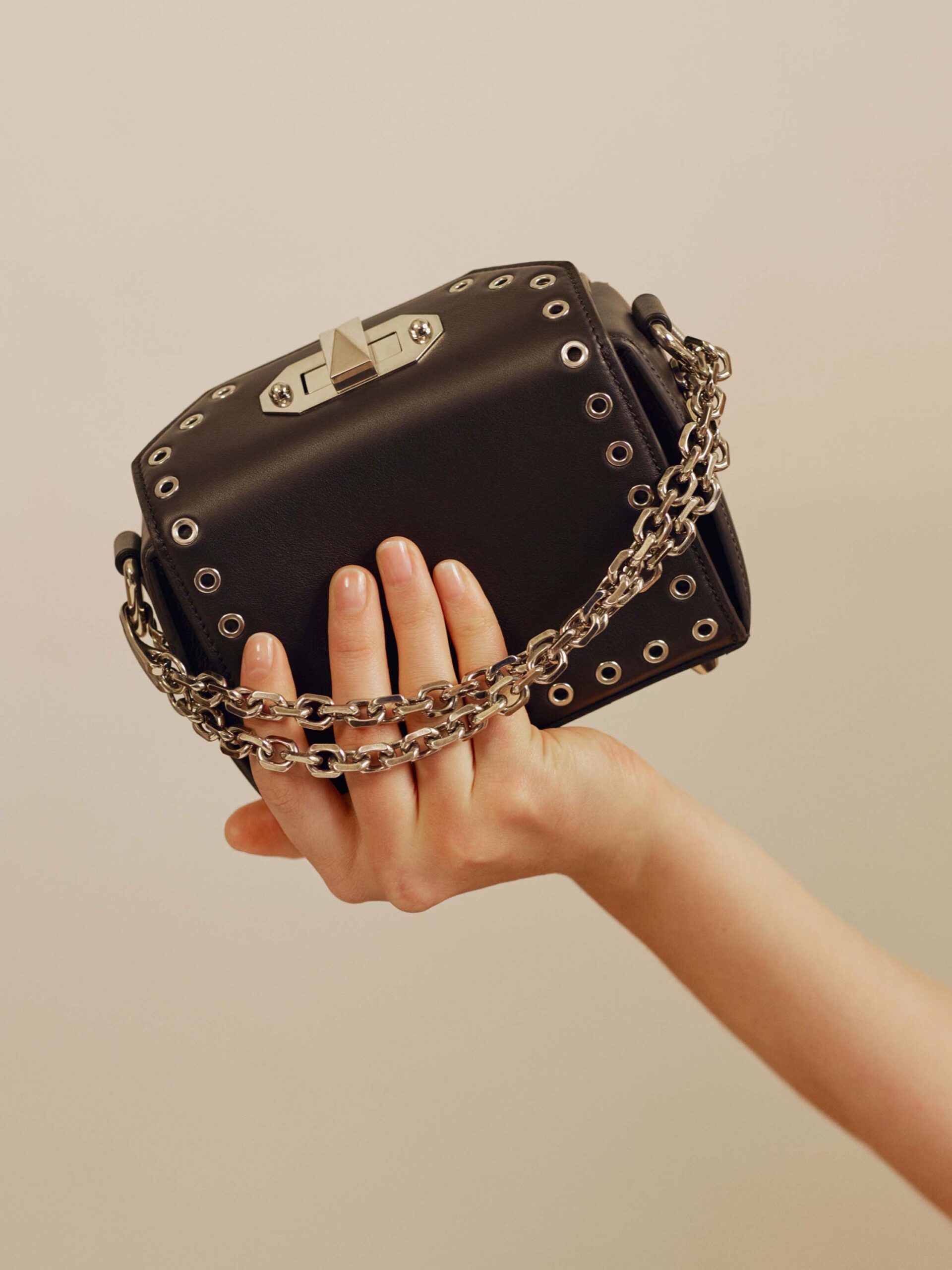 black leather zippered bag