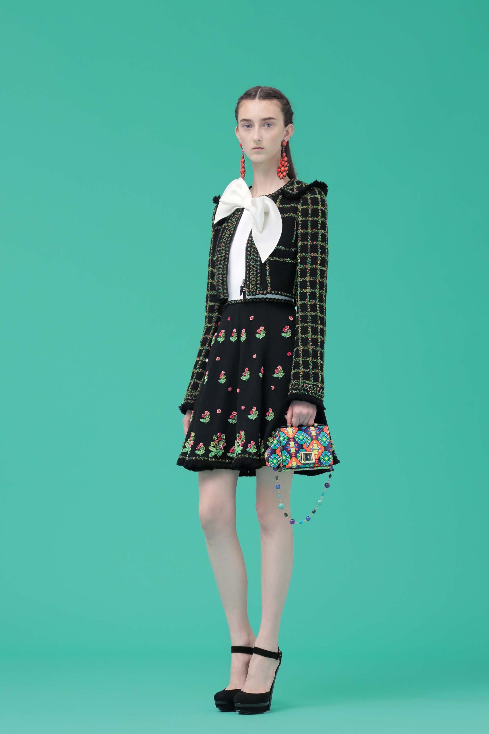 black and yellow jacket with embroidered skirt