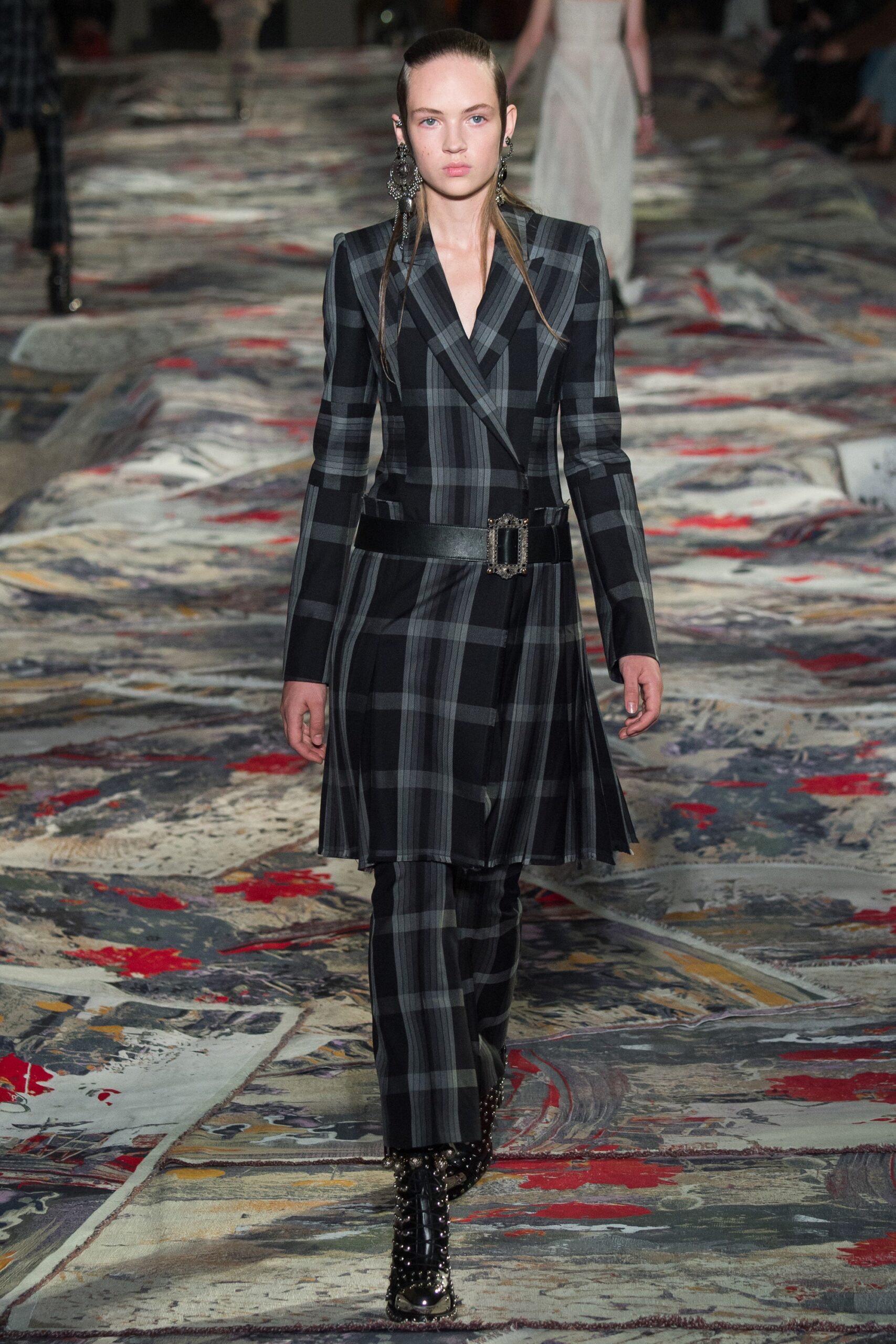 fitted black gray checked suit