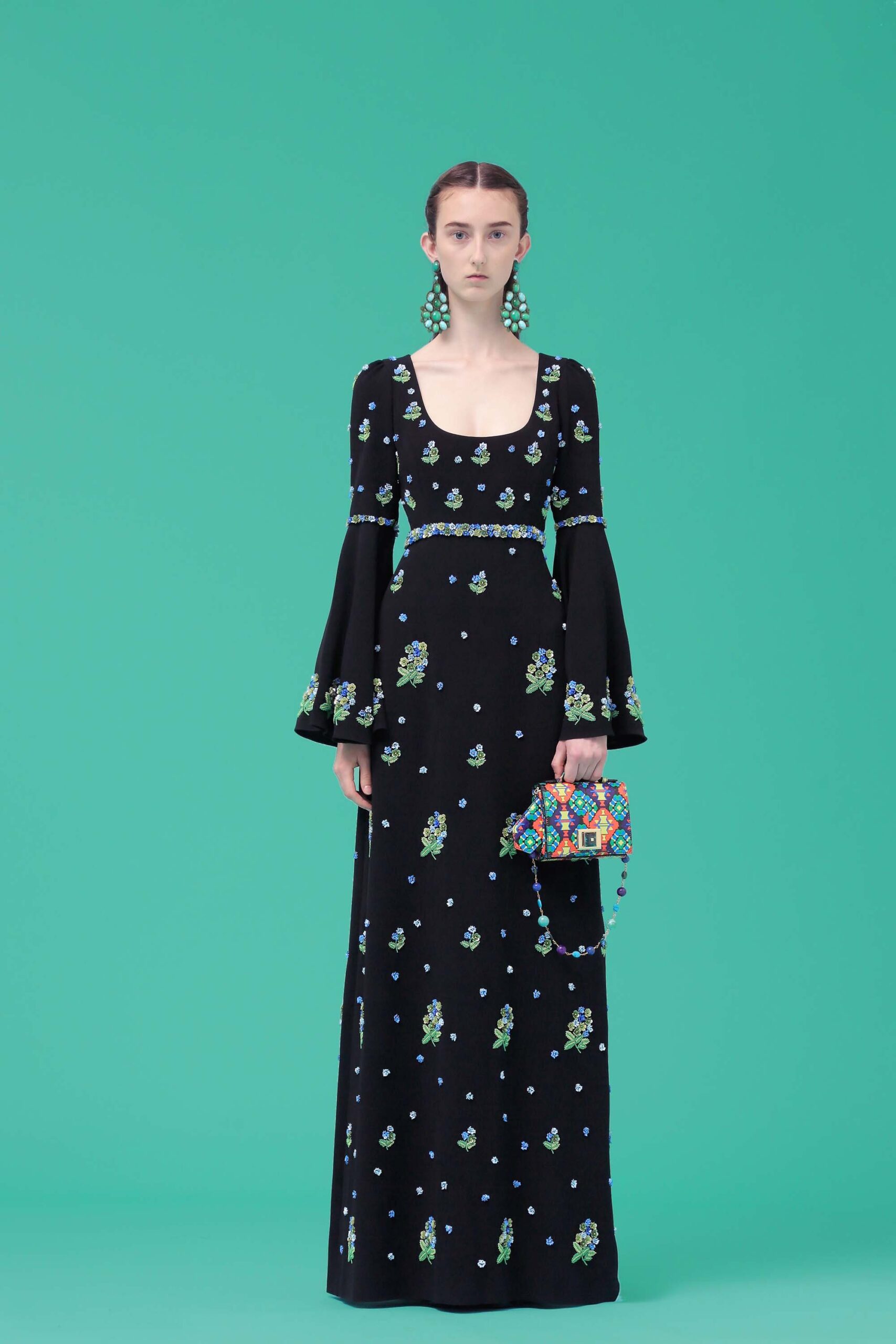 black embroidered maxi dress